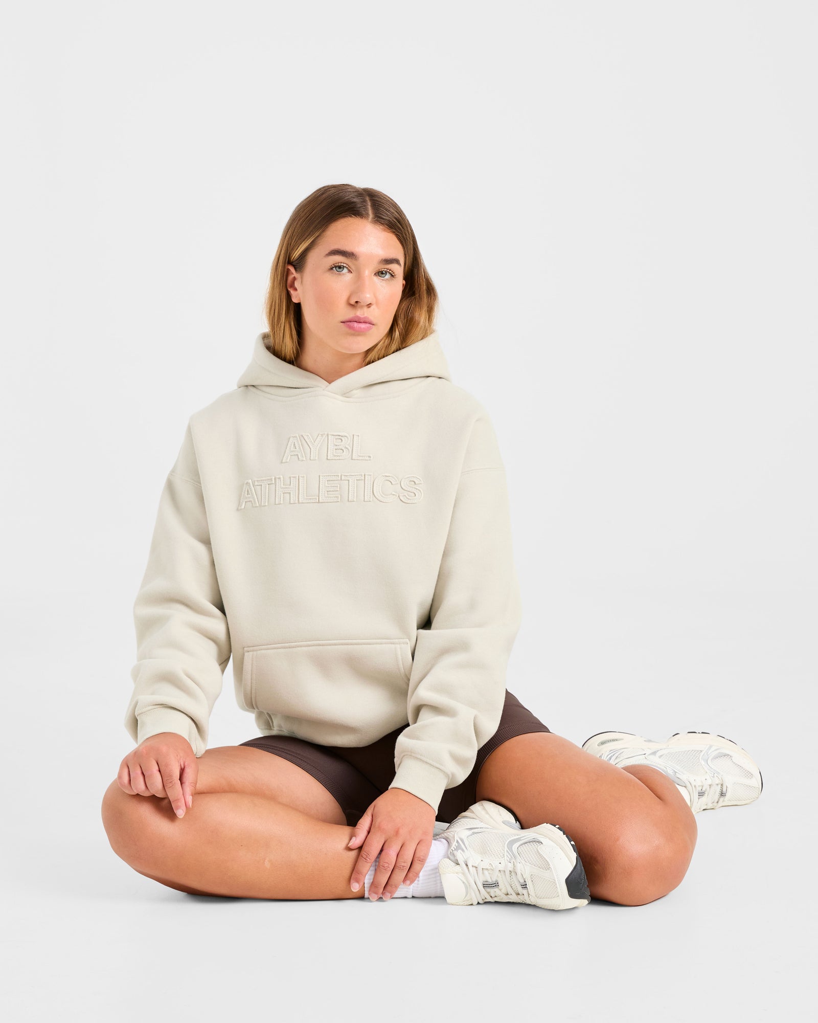 Athletics Applique Oversized Hoodie - Sand