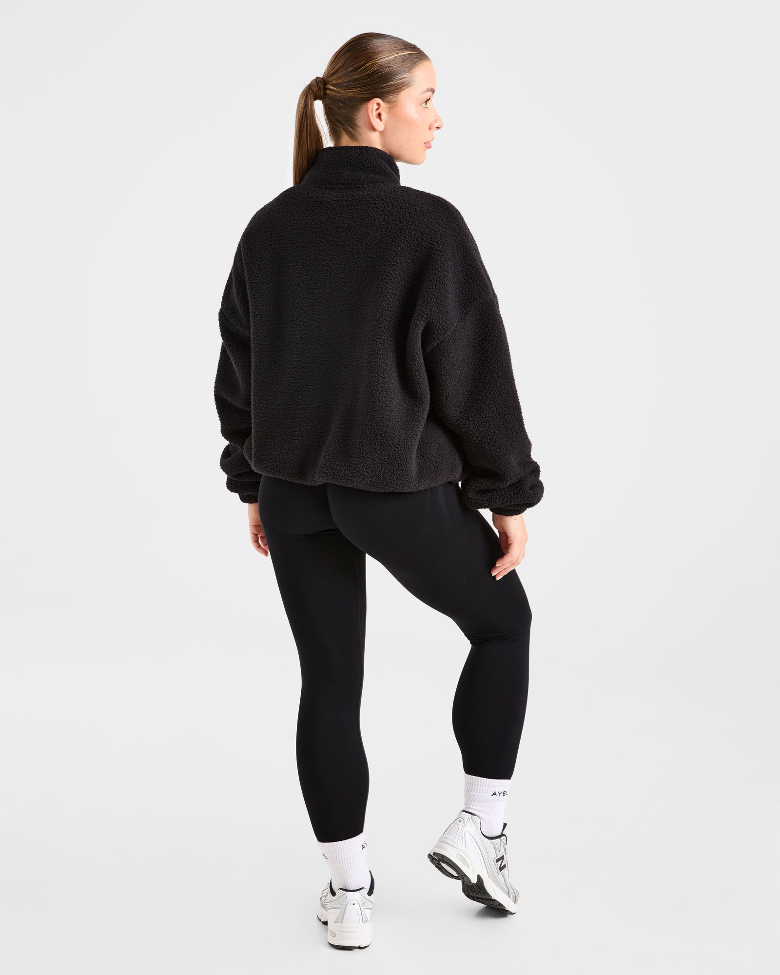 JD Varsity Oversized Fleece Zip Up Jacket - Black (Copy)