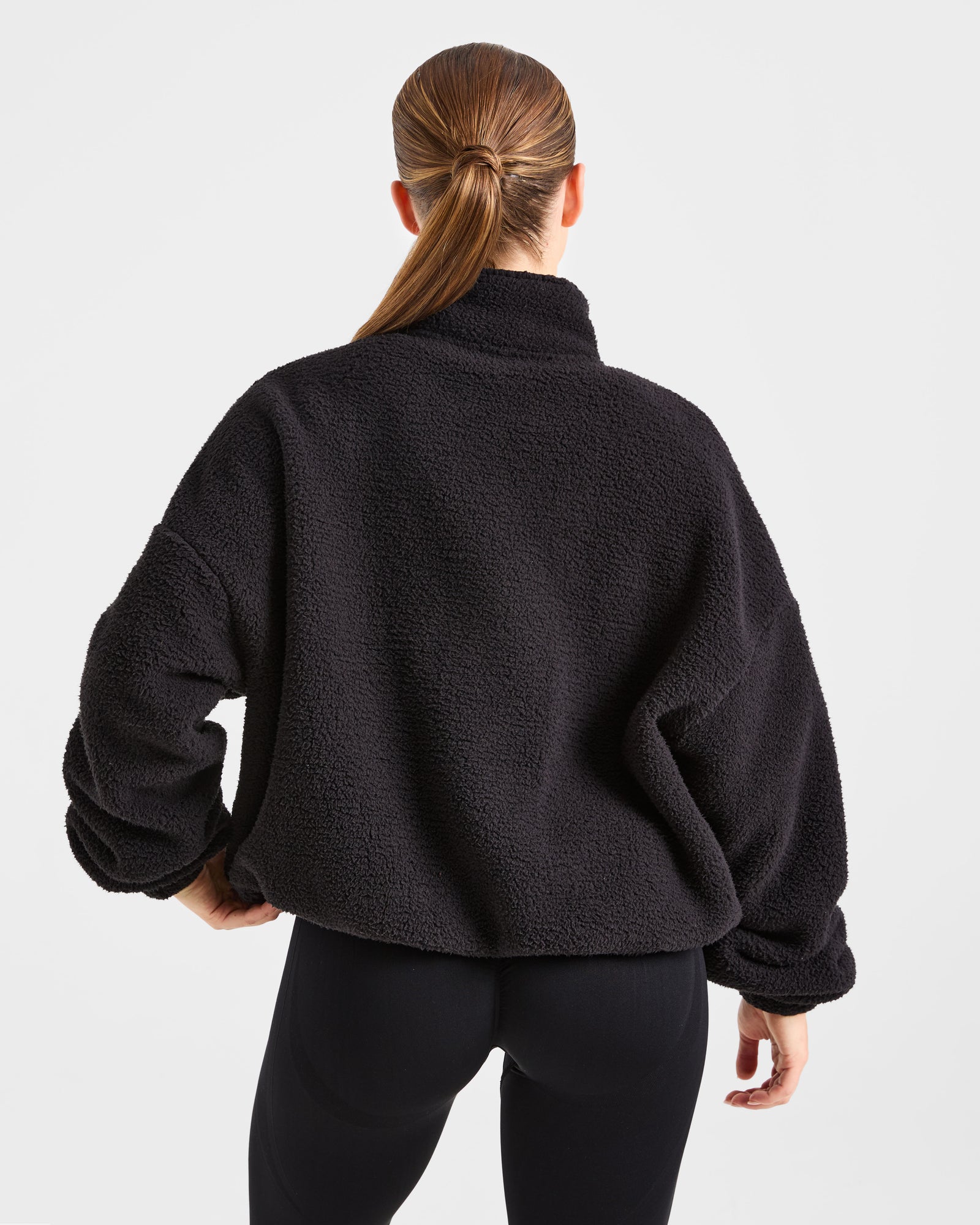 JD Varsity Oversized Fleece Zip Up Jacket - Black (Copy)