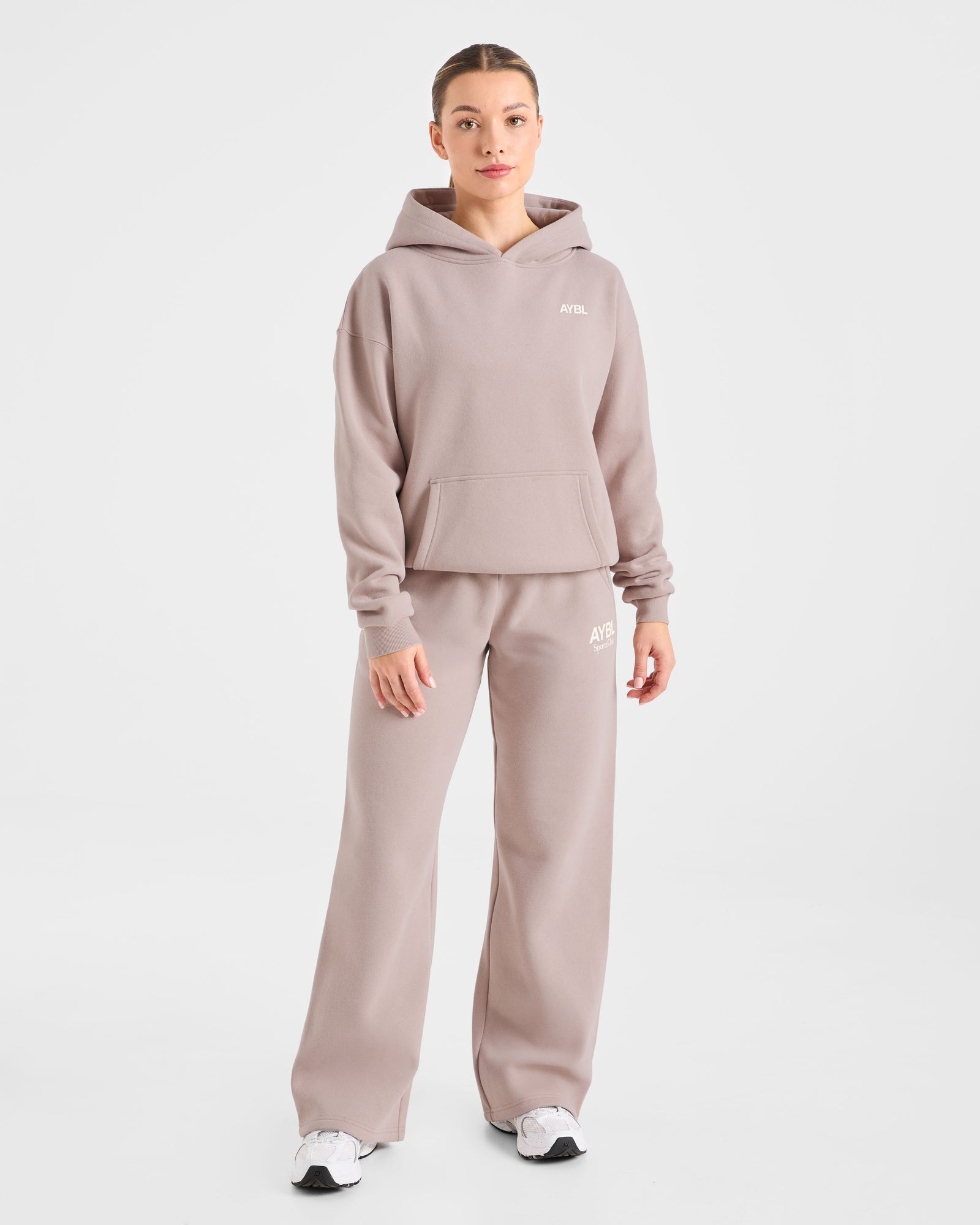 AYBL Sports Club Oversized Straight Leg Joggers - Mink Pink
