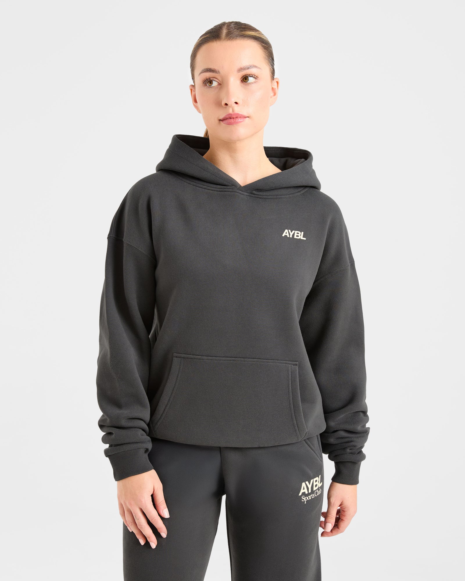 AYBL Sports Club Oversized Hoodie - Charcoal/Yellow