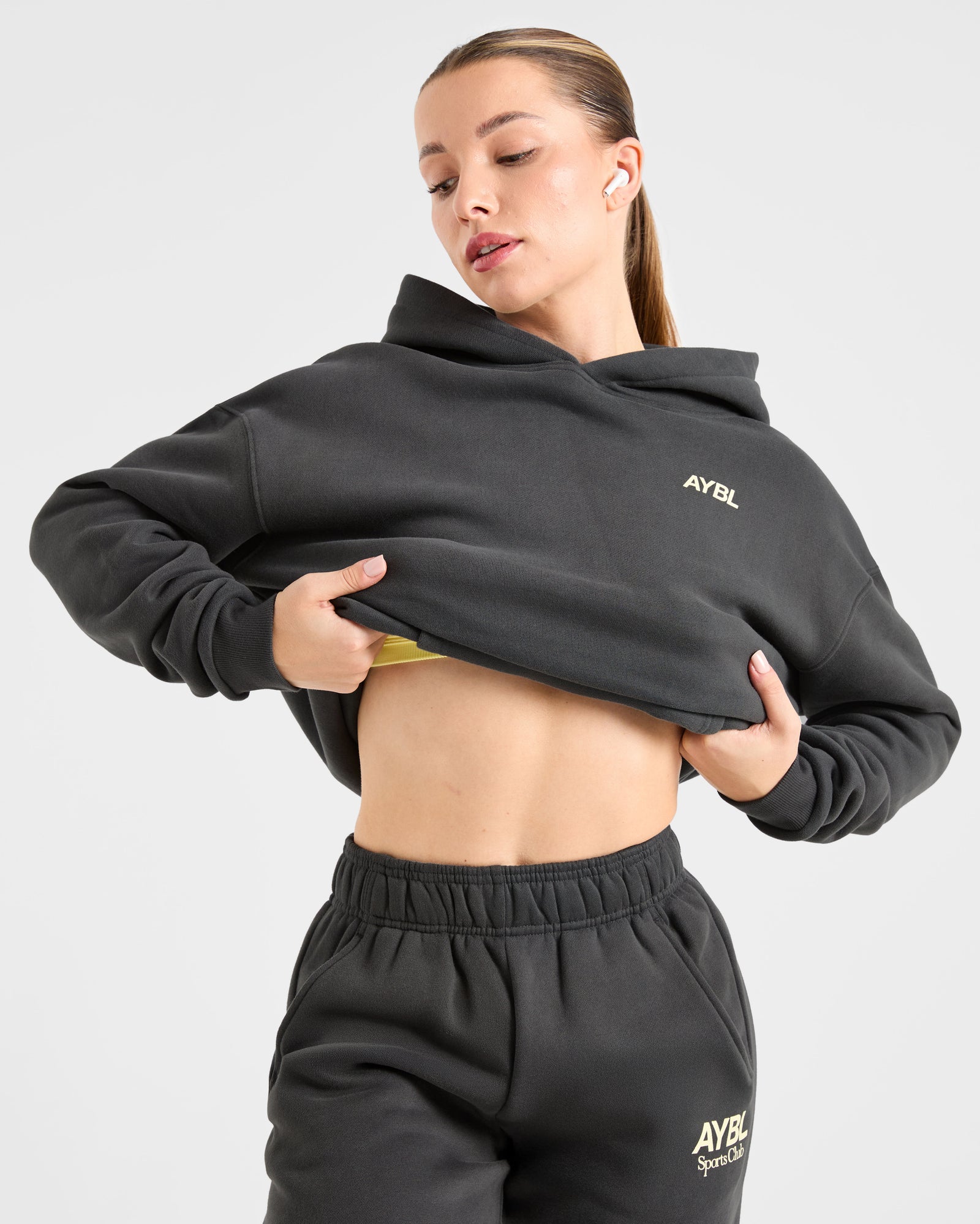 AYBL Sports Club Oversized Straight Leg Joggers - Charcoal/Yellow