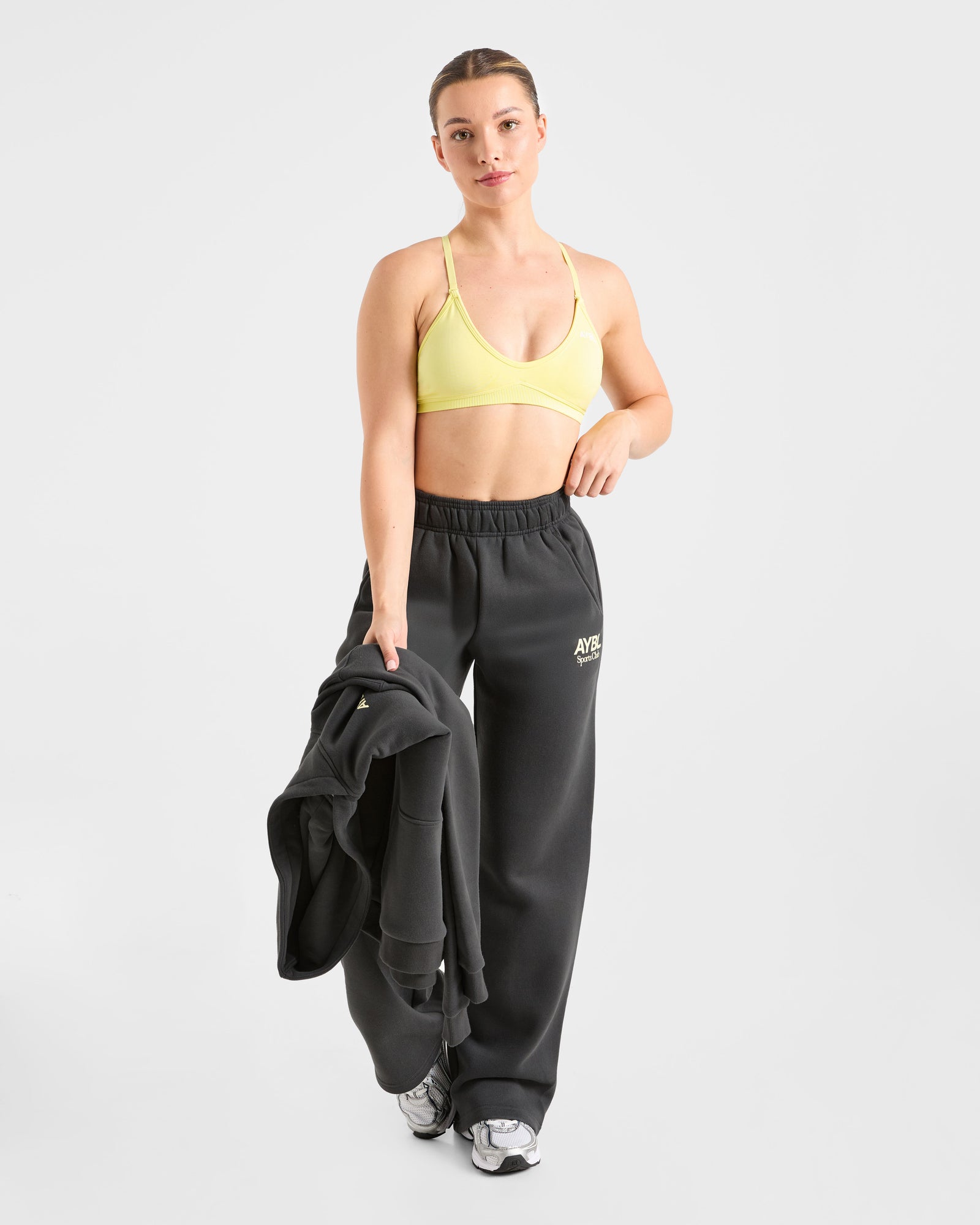 AYBL Sports Club Oversized Straight Leg Joggers - Charcoal/Yellow