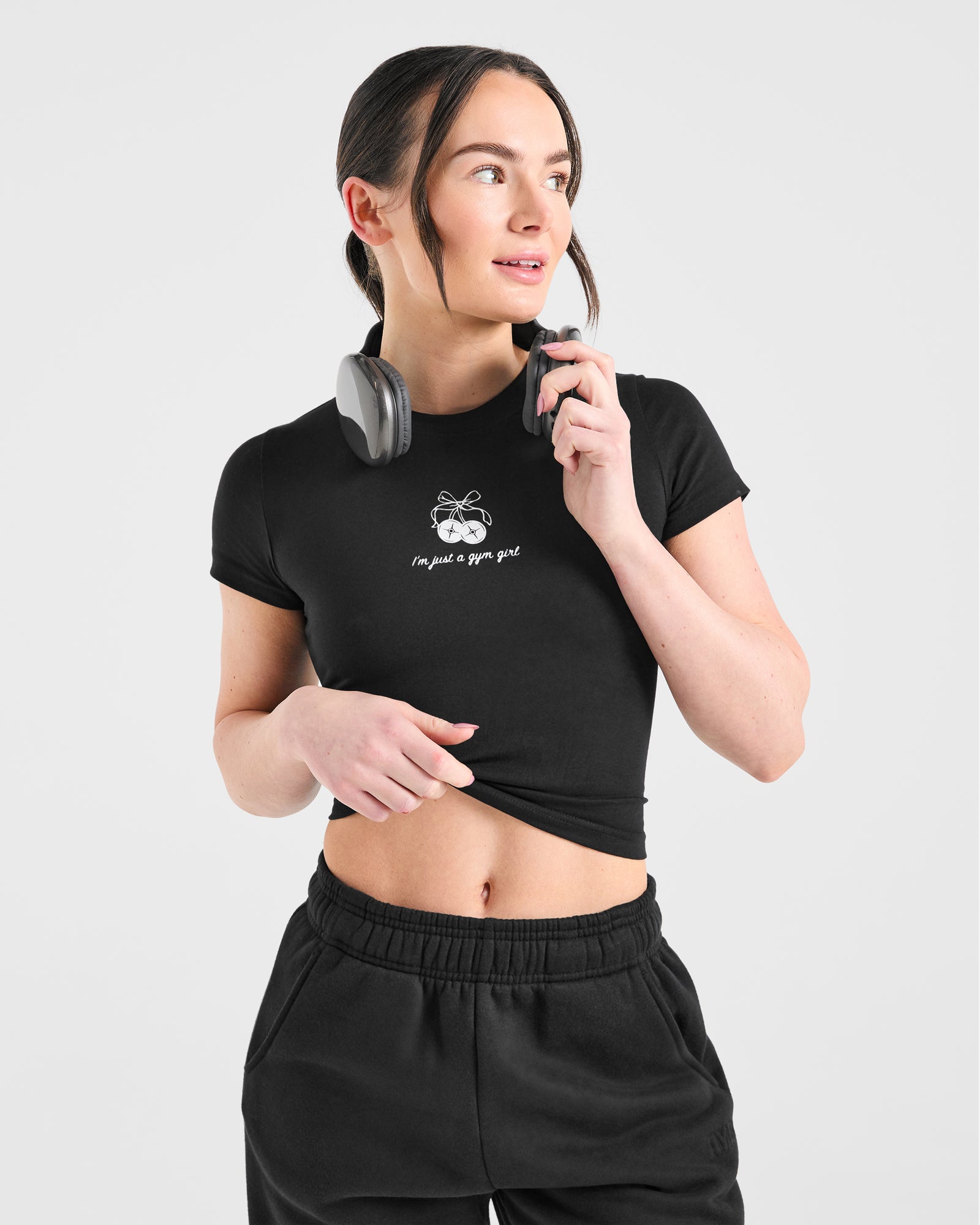 Just a Gym Girl Baby Tee - Black