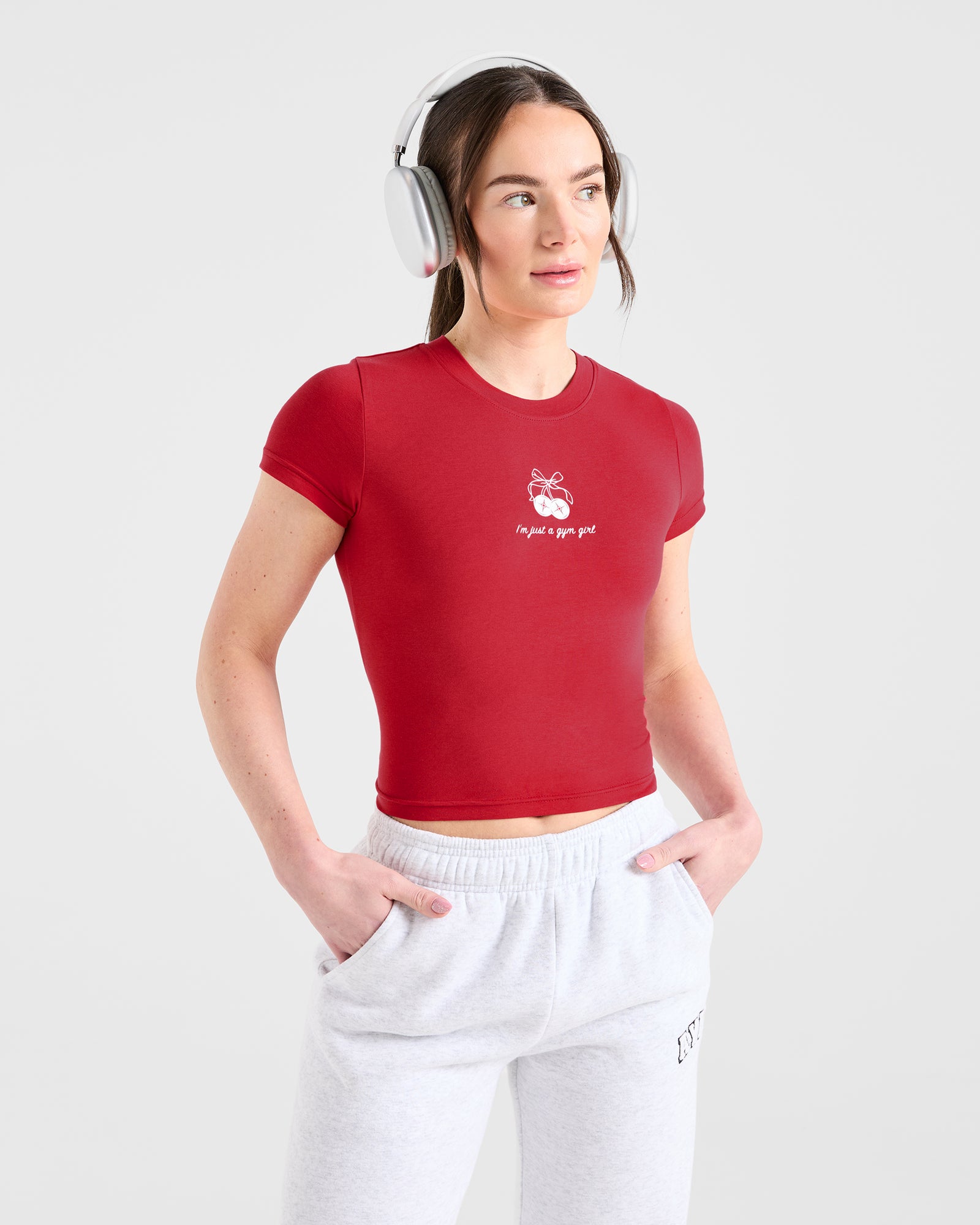 Just a Gym Girl Baby Tee - Red