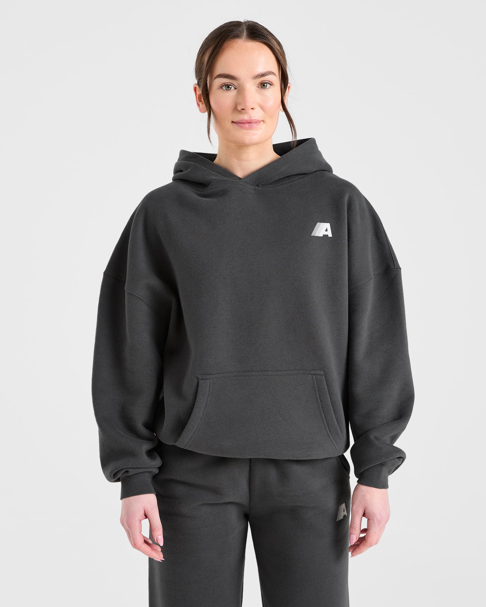 Retro Athletics Oversized Hoodie - Charcoal