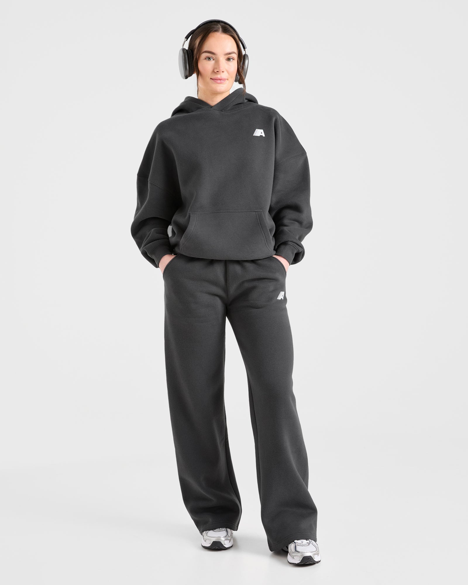 Retro Athletics Oversized Hoodie - Charcoal