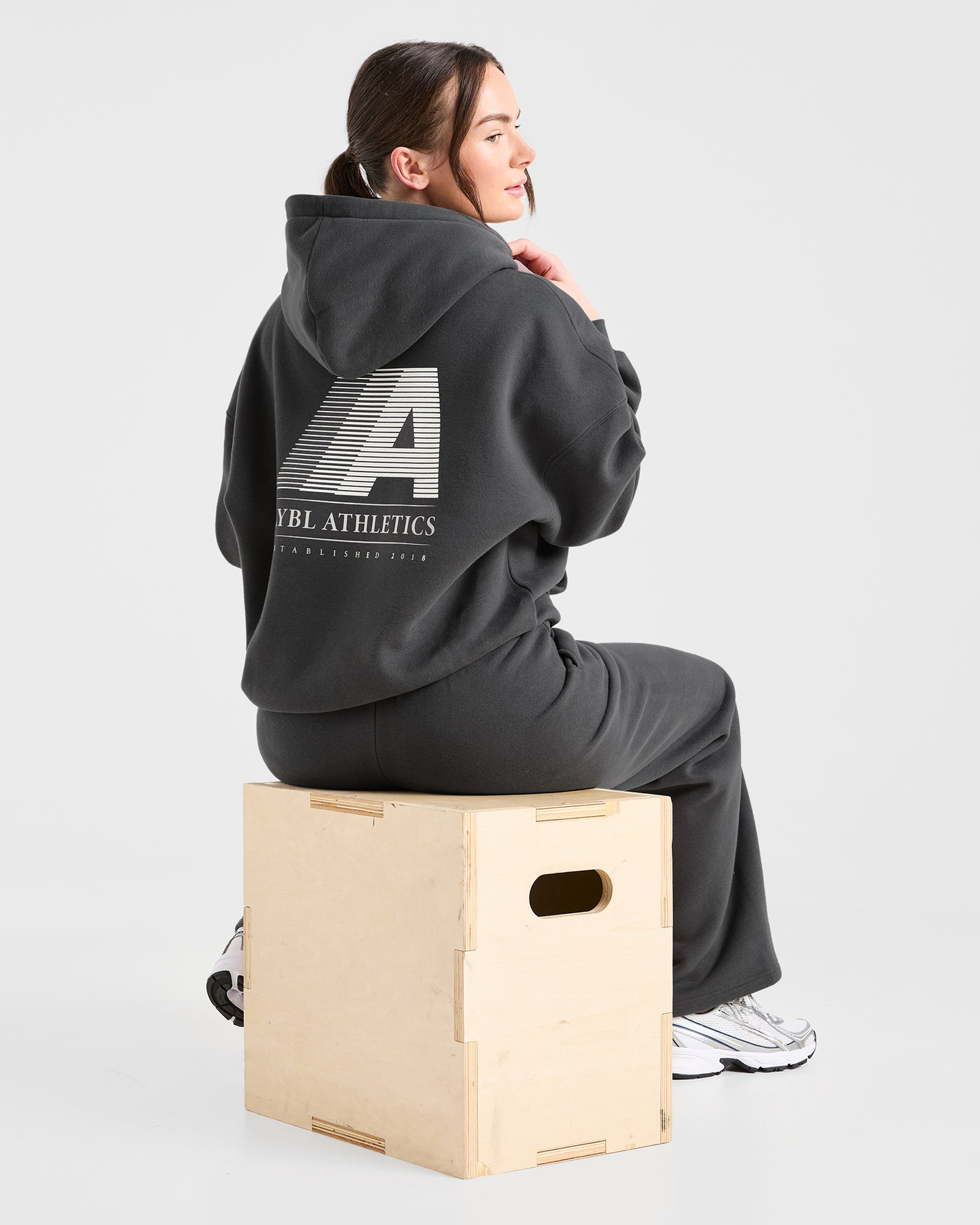 Retro Athletics Oversized Hoodie - Charcoal