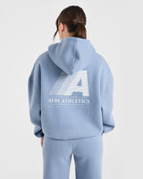 Retro Athletics Oversized Hoodie - Vintage Blue