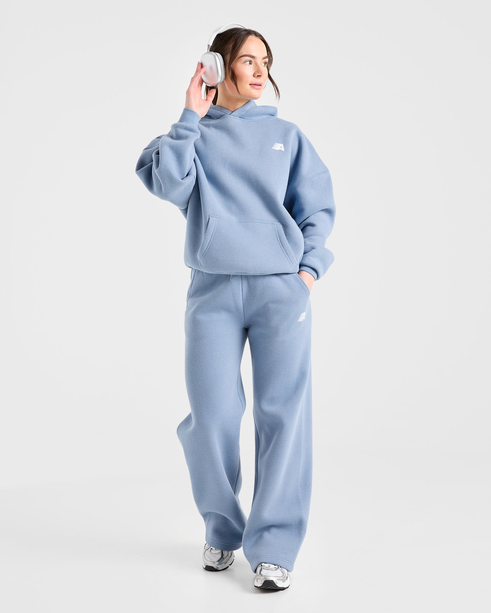 Retro Athletics Oversized Straight Leg Joggers - Vintage Blue