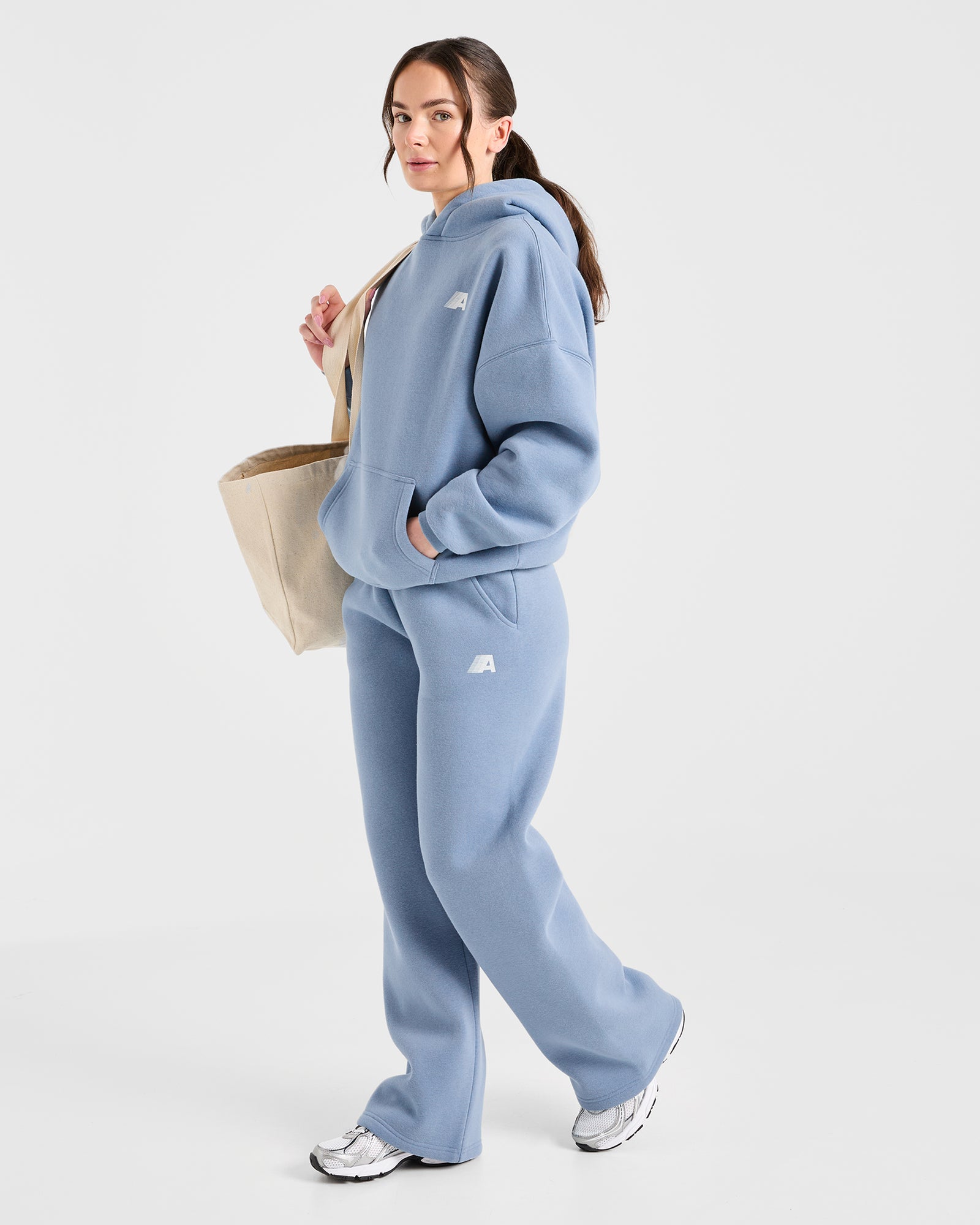 Retro Athletics Oversized Straight Leg Joggers - Vintage Blue