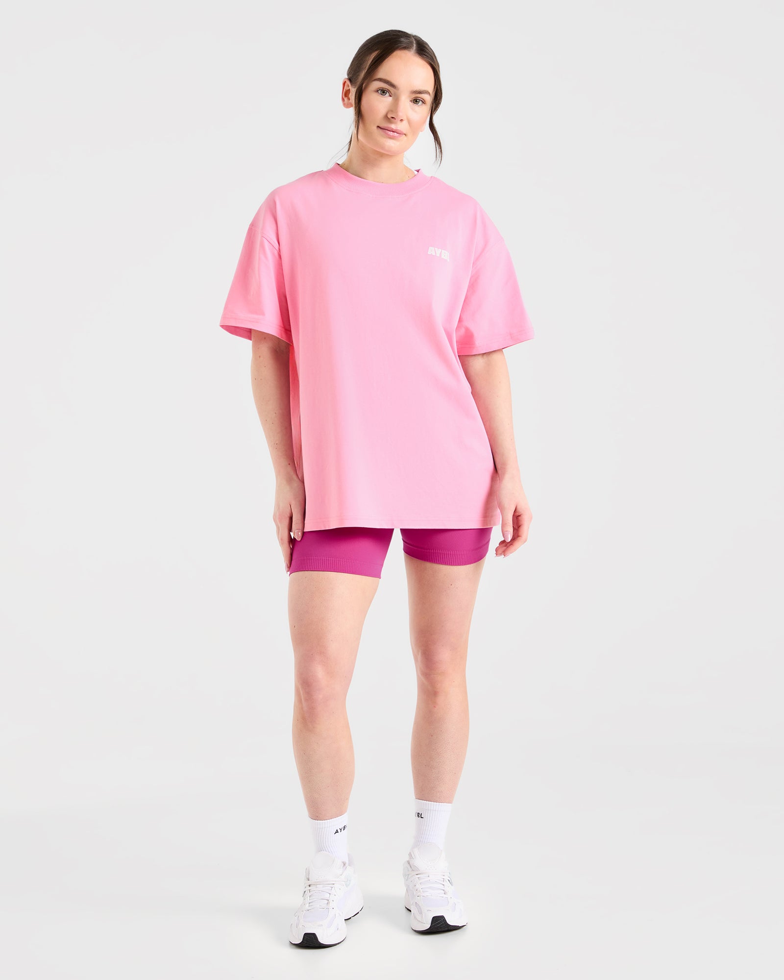 Focused Wavy Oversized T Shirt - Pink/White