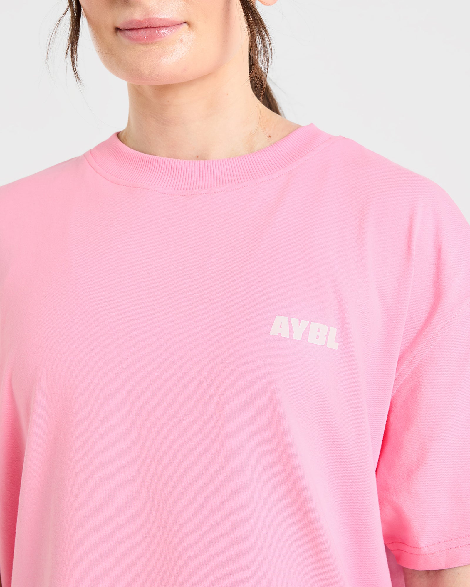 Focused Wavy Oversized T Shirt - Pink/White