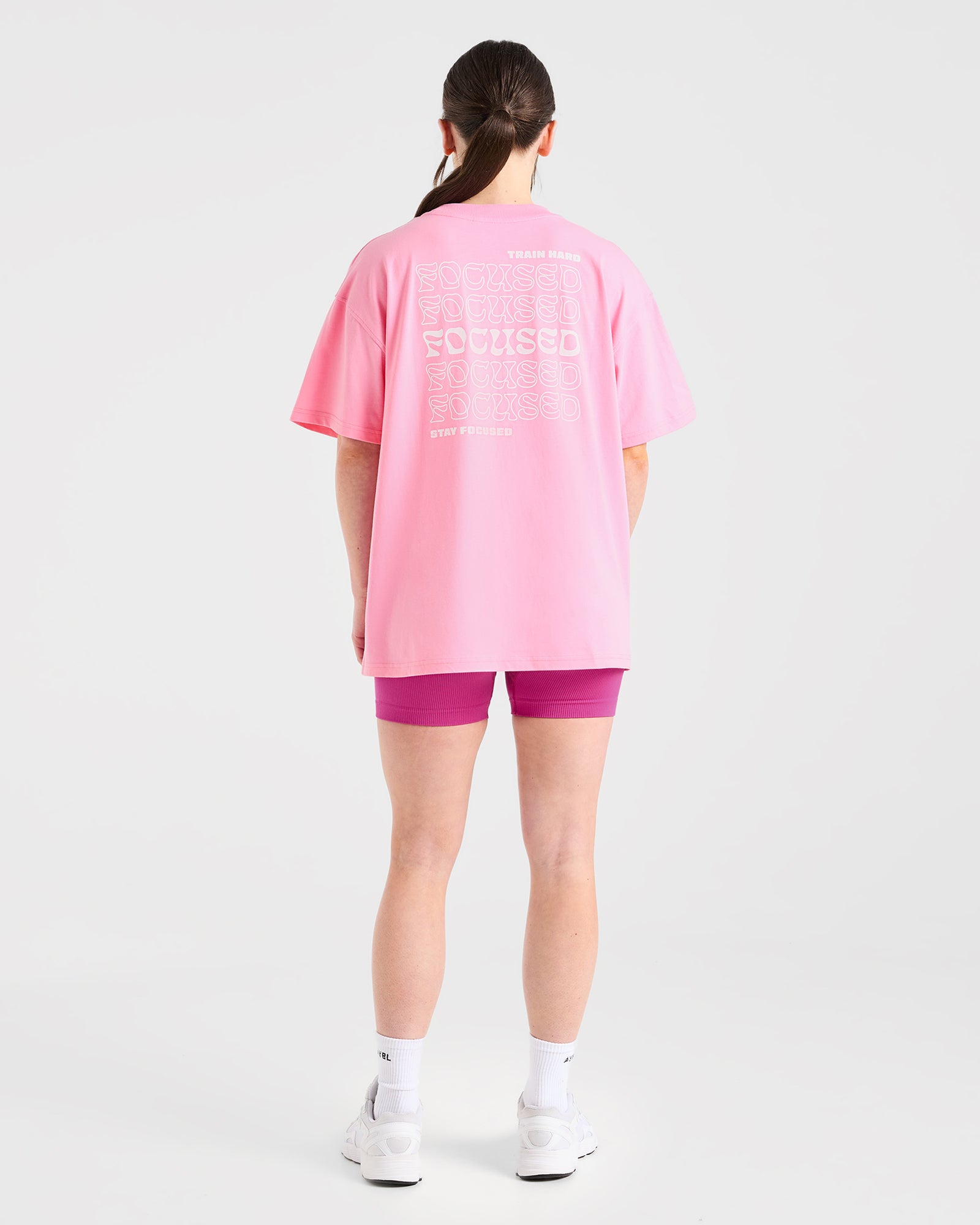 Focused Wavy Oversized T Shirt - Pink/White
