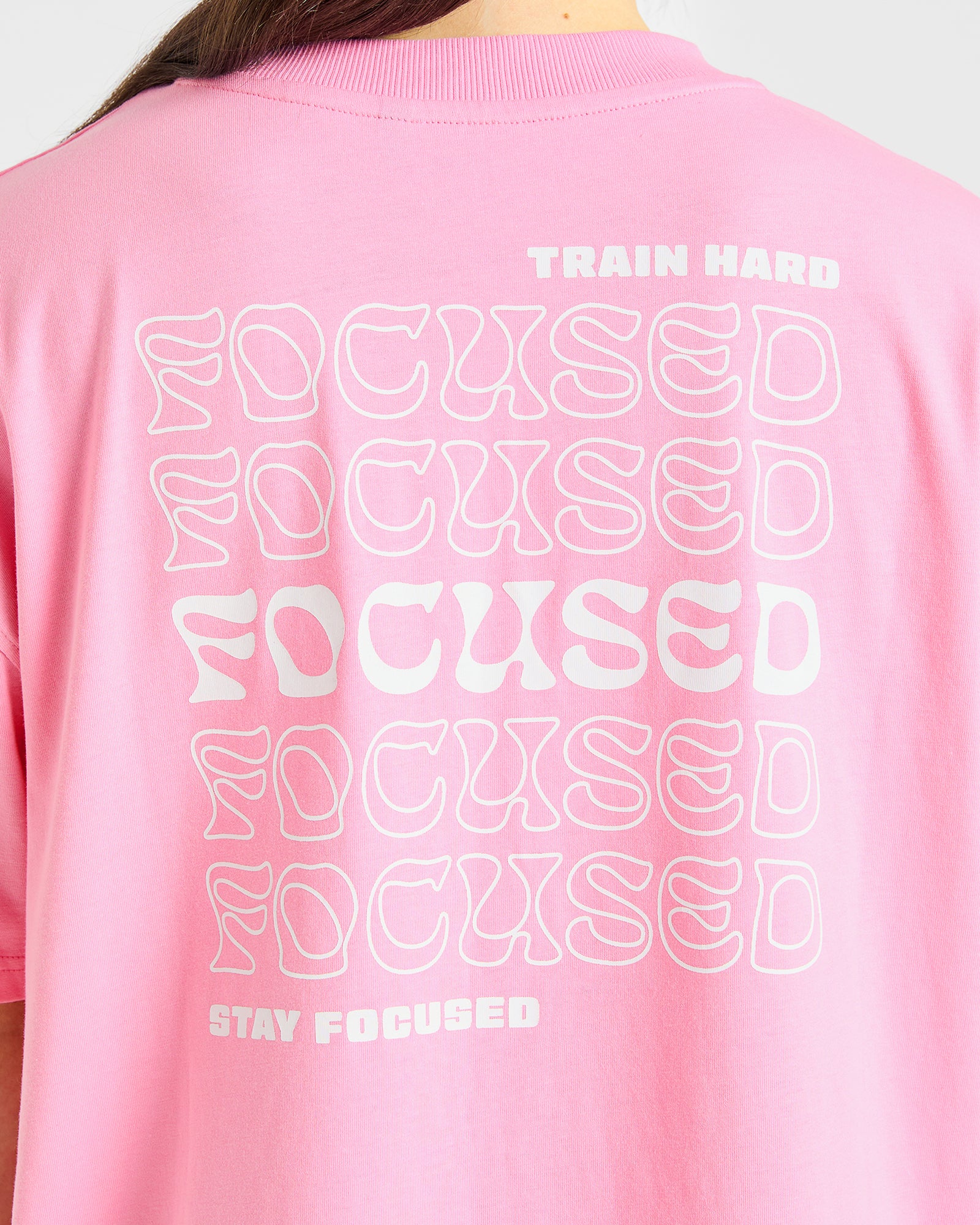 Focused Wavy Oversized T Shirt - Pink/White