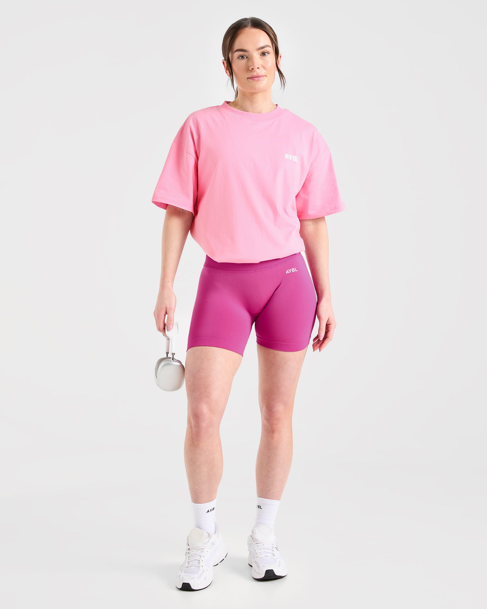 Focused Wavy Oversized T Shirt - Pink/White