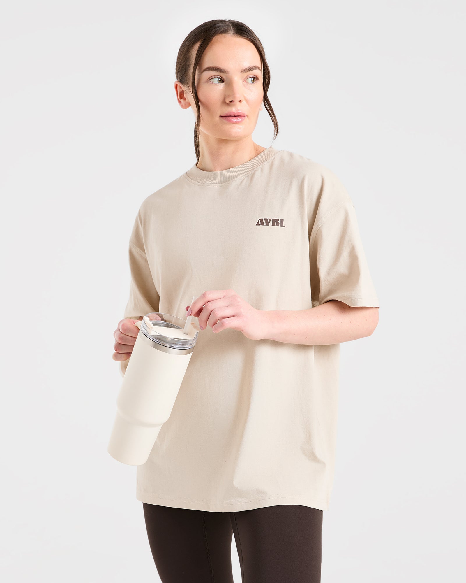AYBL Sports Studio Oversized T Shirt - Beige