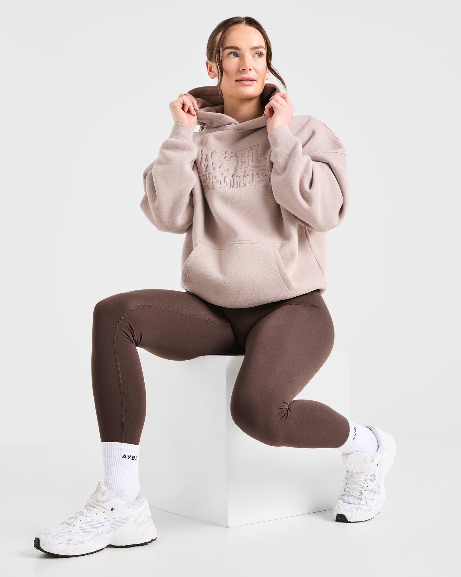 Sport Outline Oversized Hoodie - Pebble Grey