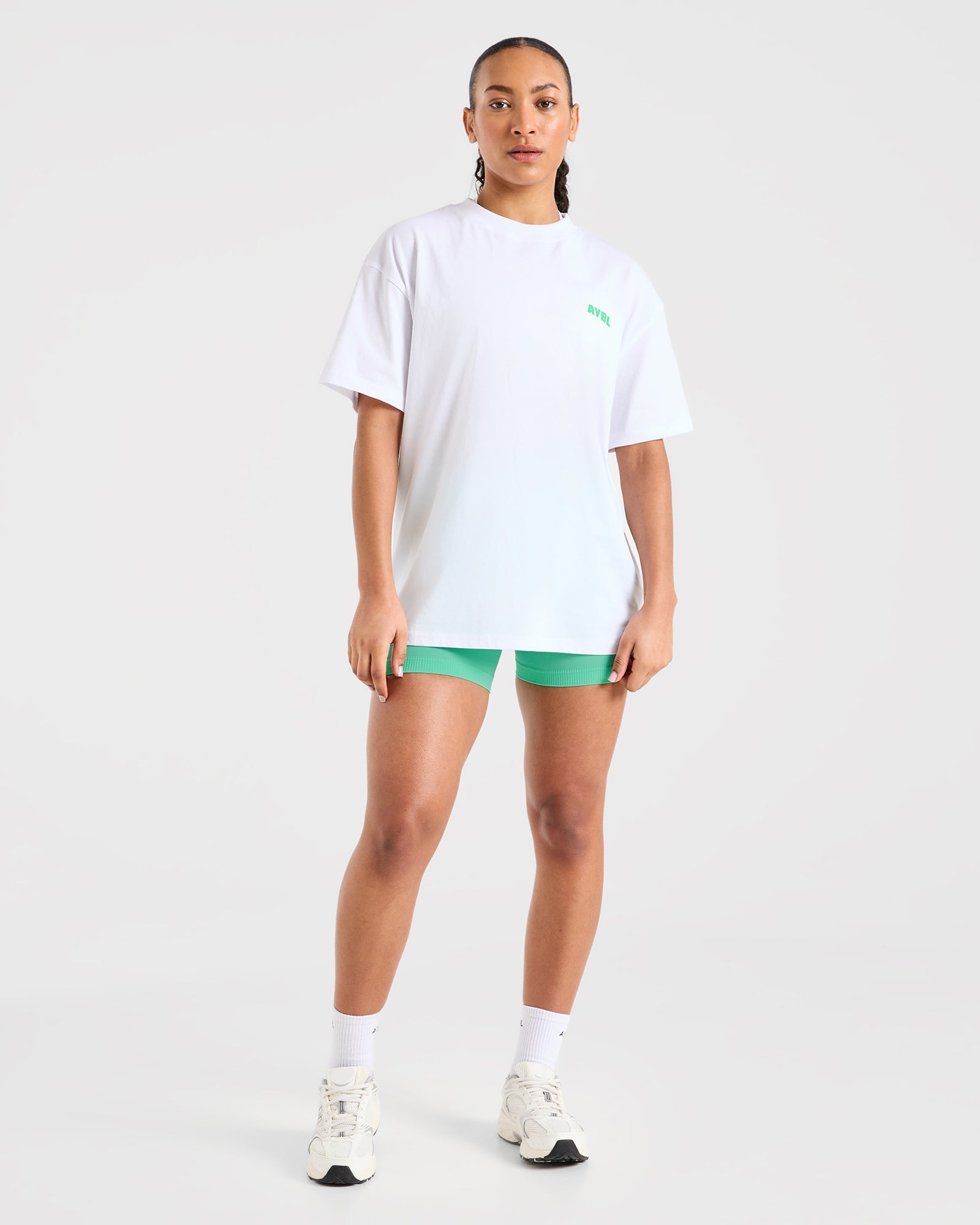 Focused Wavy Oversized T Shirt - White/Green