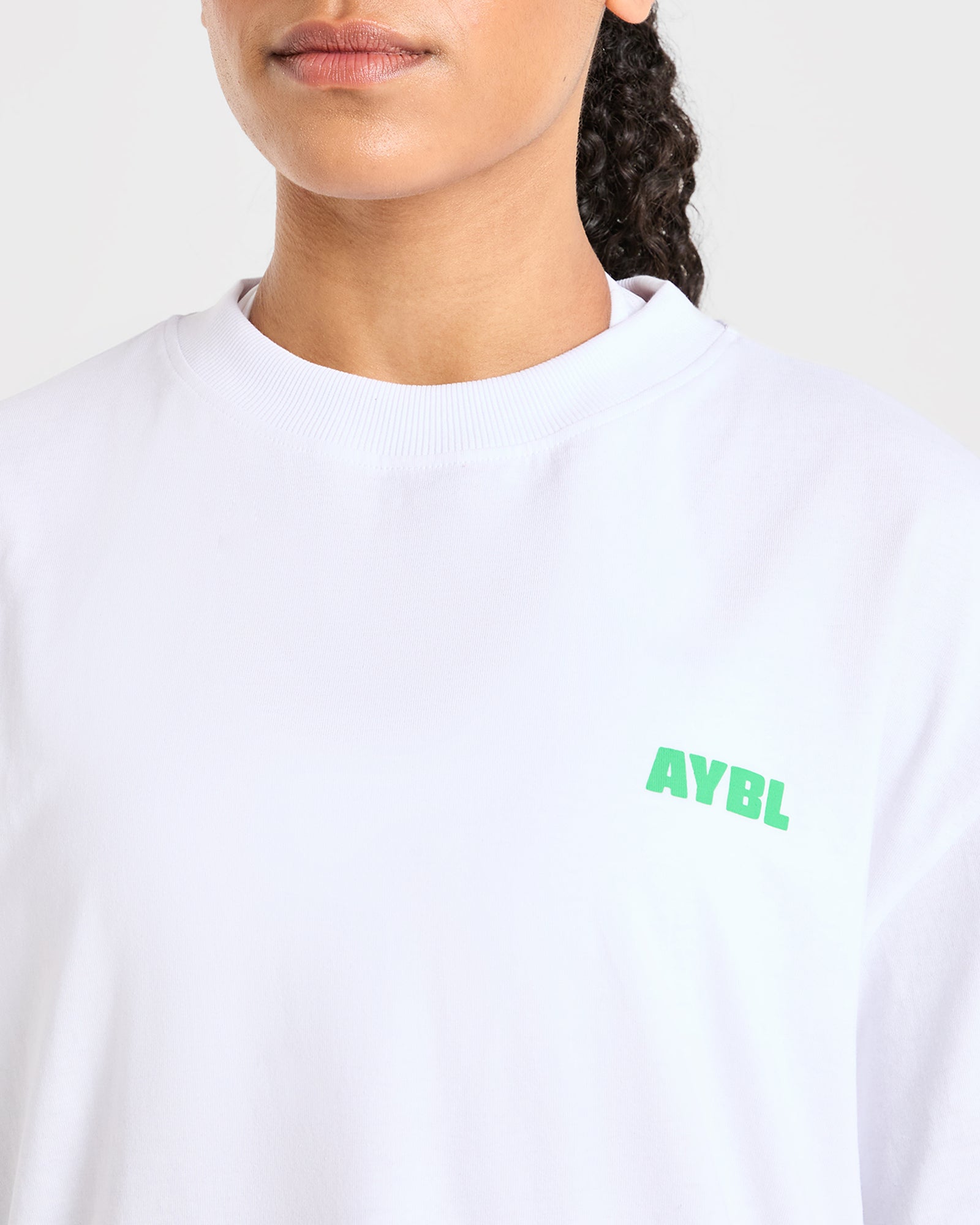Focused Wavy Oversized T Shirt - White/Green