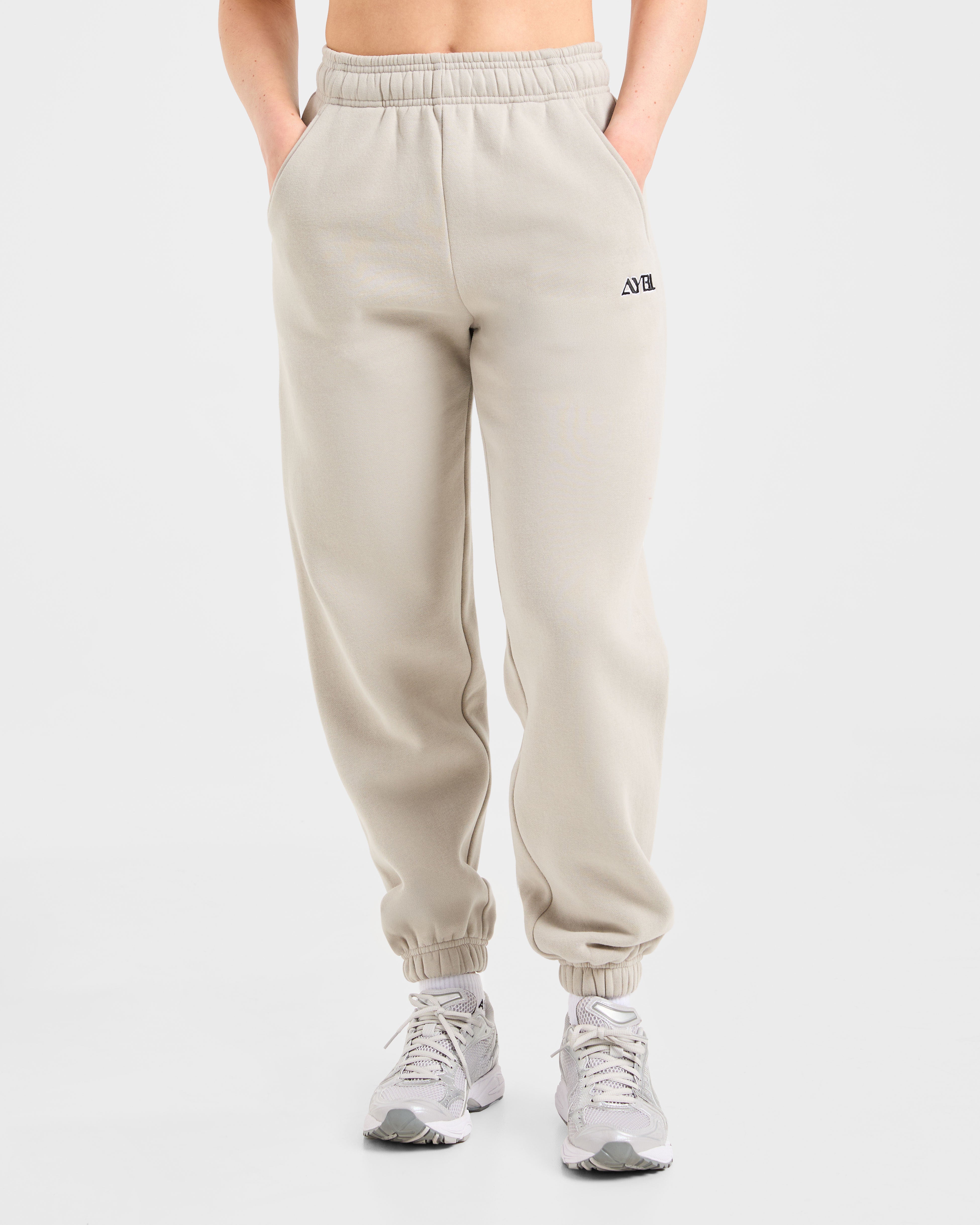Retro Embroidered Oversized Joggers - Taupe Grey
