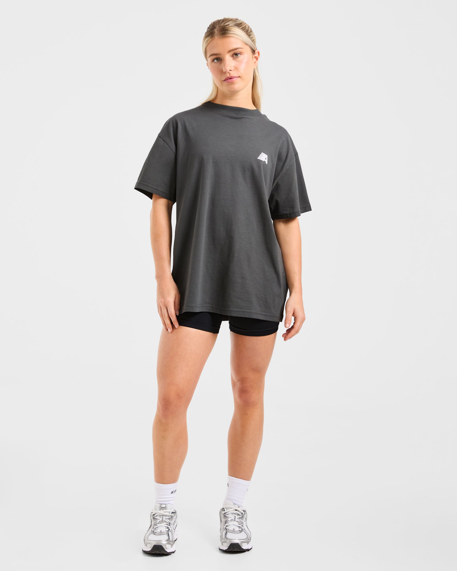 Retro Athletics Oversized T Shirt - Charcoal