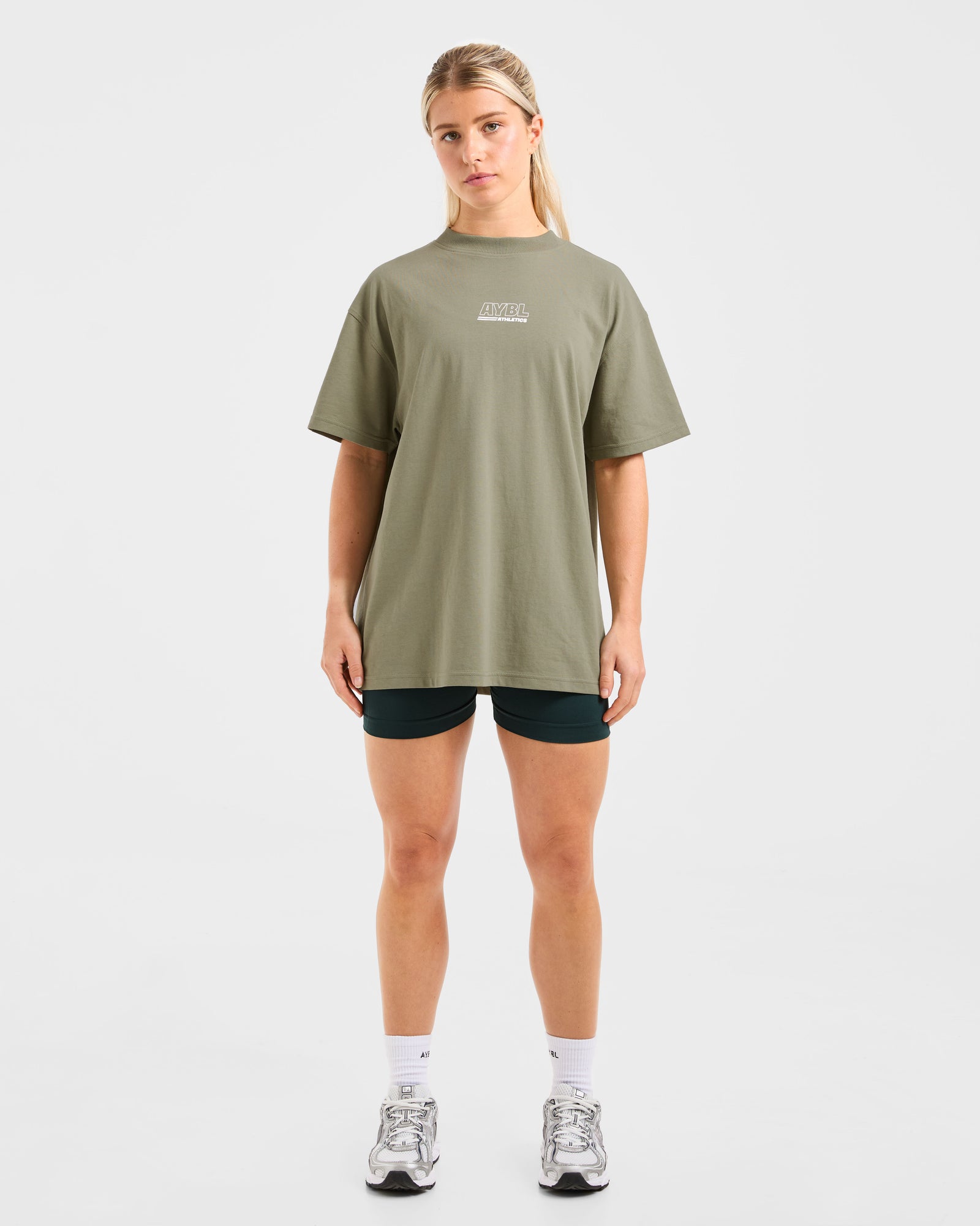 Athletics Track Oversized T Shirt - Muted Olive