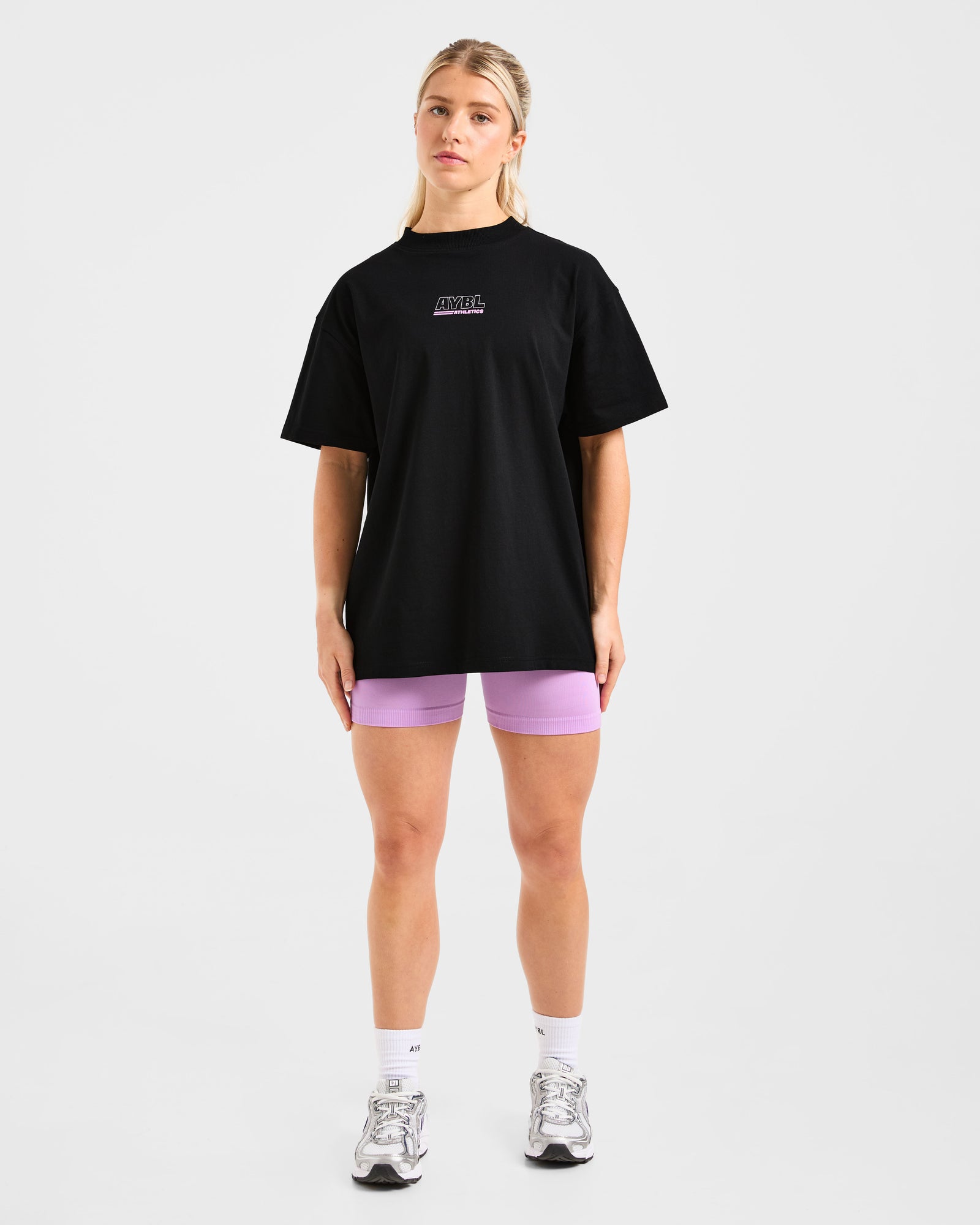 Athletics Track Oversized T Shirt - Black/Pink