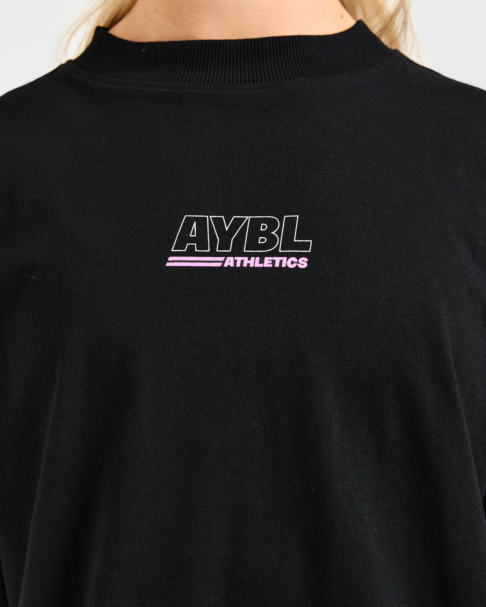 Athletics Track Oversized T Shirt - Black/Pink