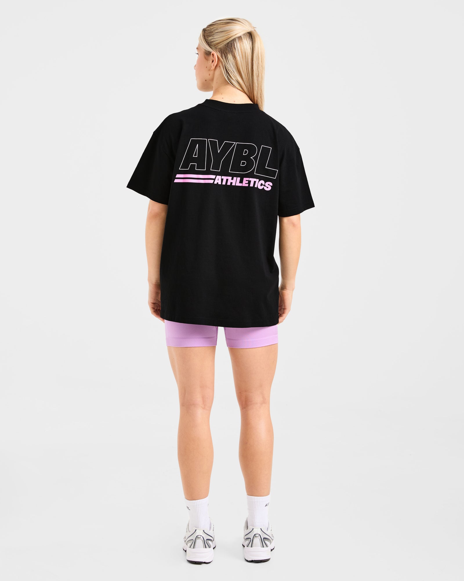 Athletics Track Oversized T Shirt - Black/Pink