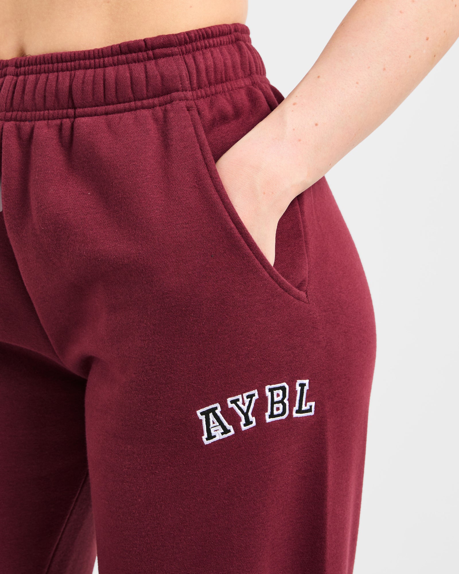 Varsity 2.0 Oversized Straight Leg Joggers - Red Wine