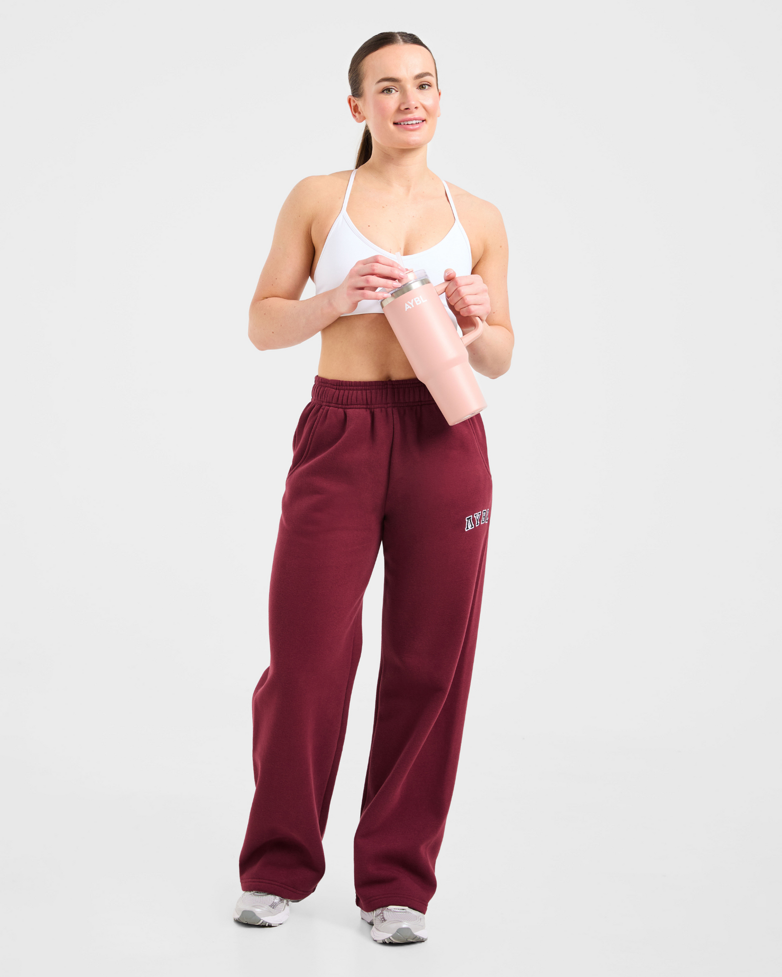 Varsity 2.0 Oversized Straight Leg Joggers - Red Wine