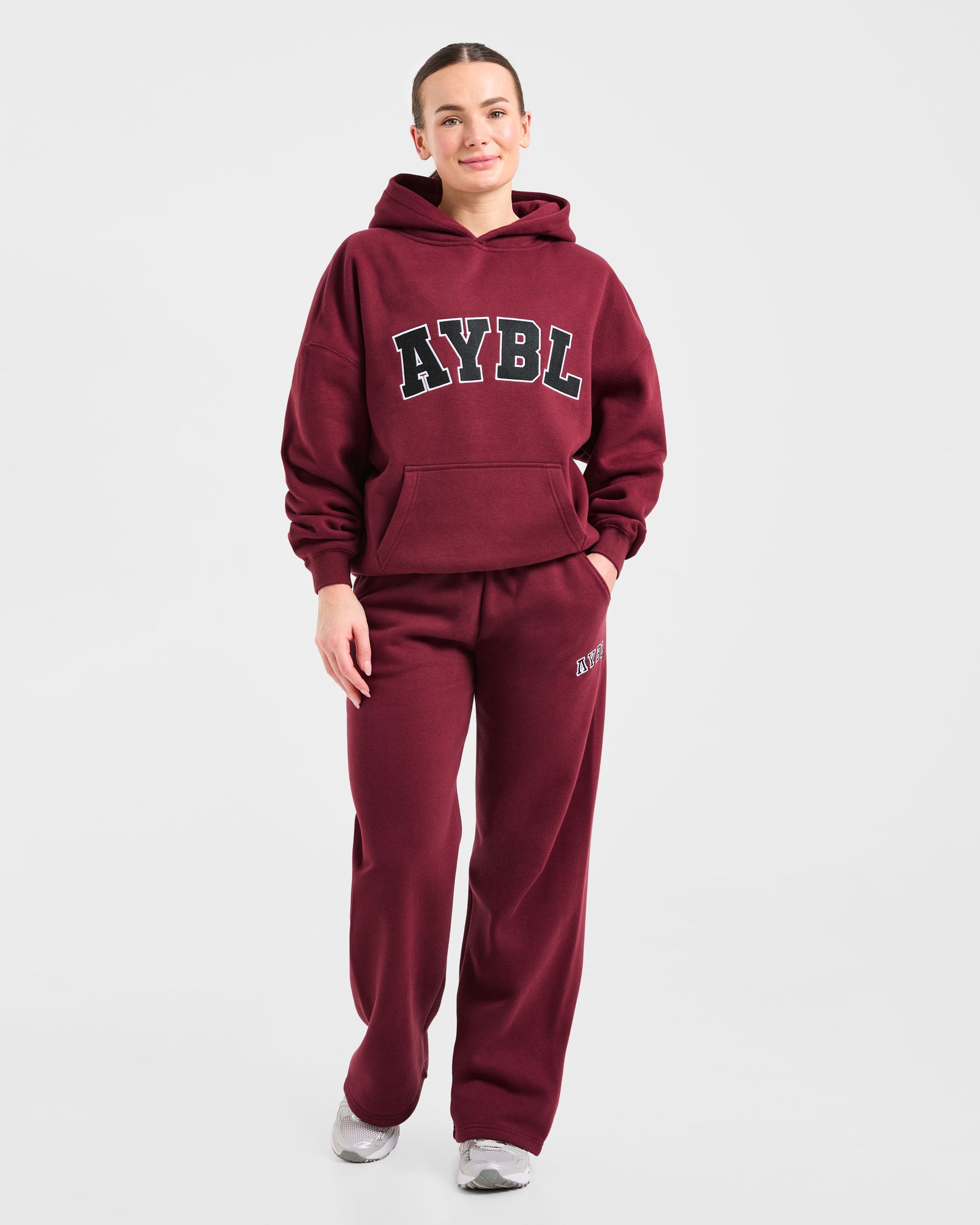 Varsity 2.0 Oversized Straight Leg Joggers - Red Wine