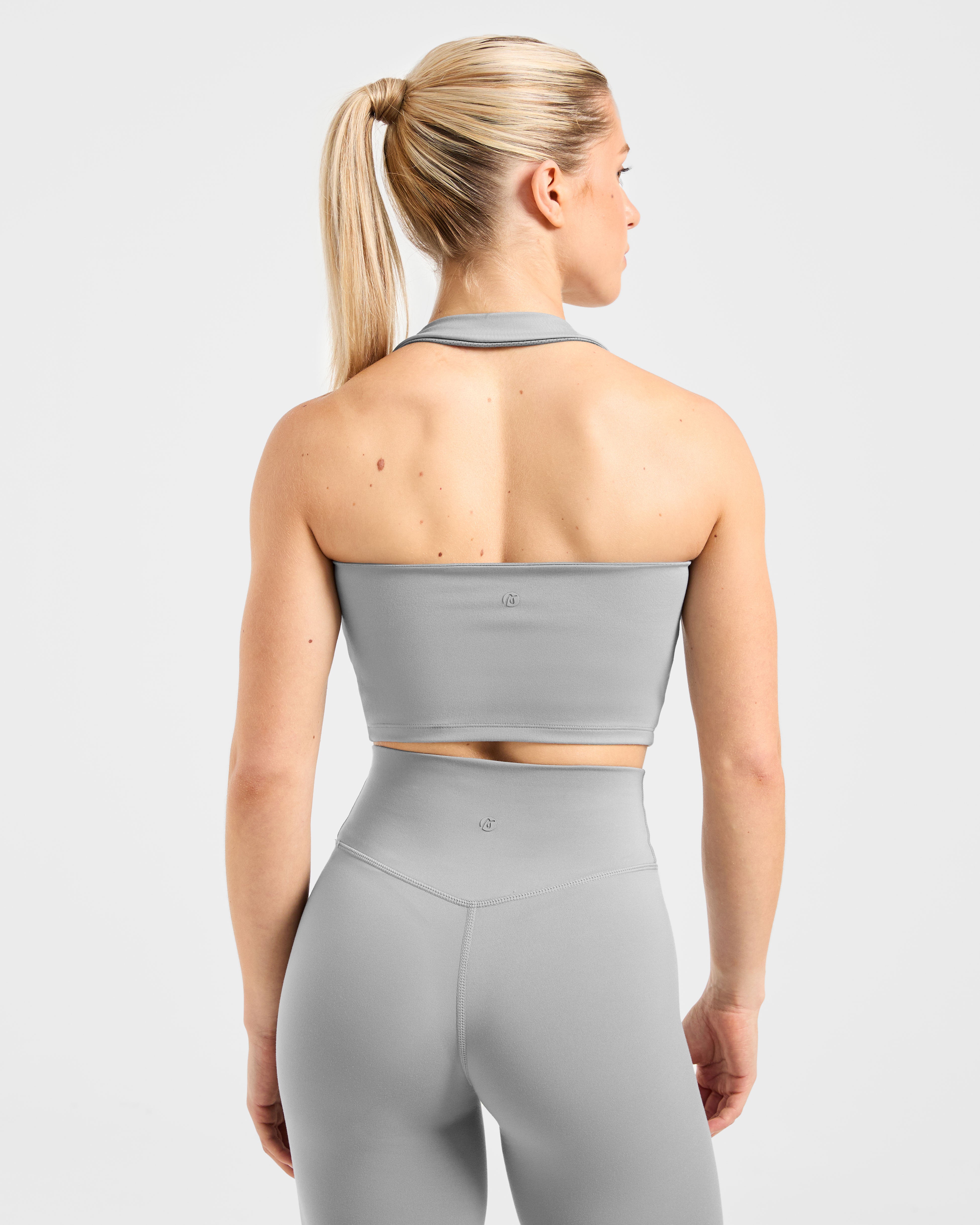 Staple Halterneck Crop Top - Grey