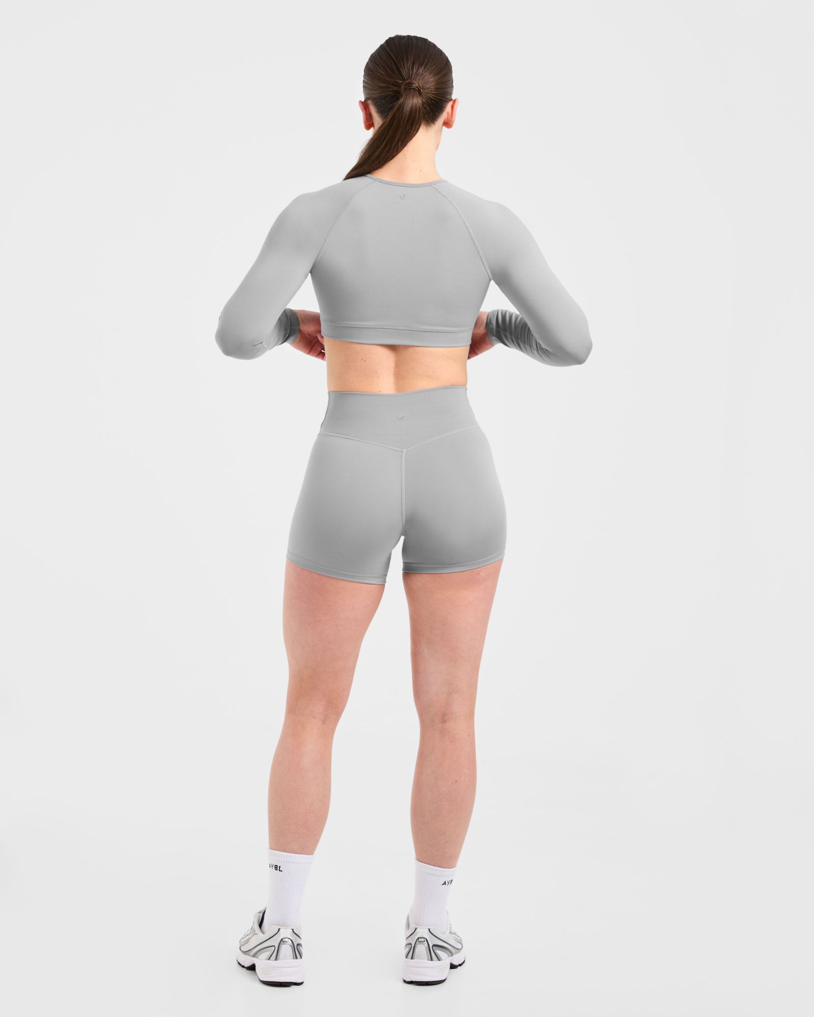 Staple Long Sleeve Crop Top - Grey