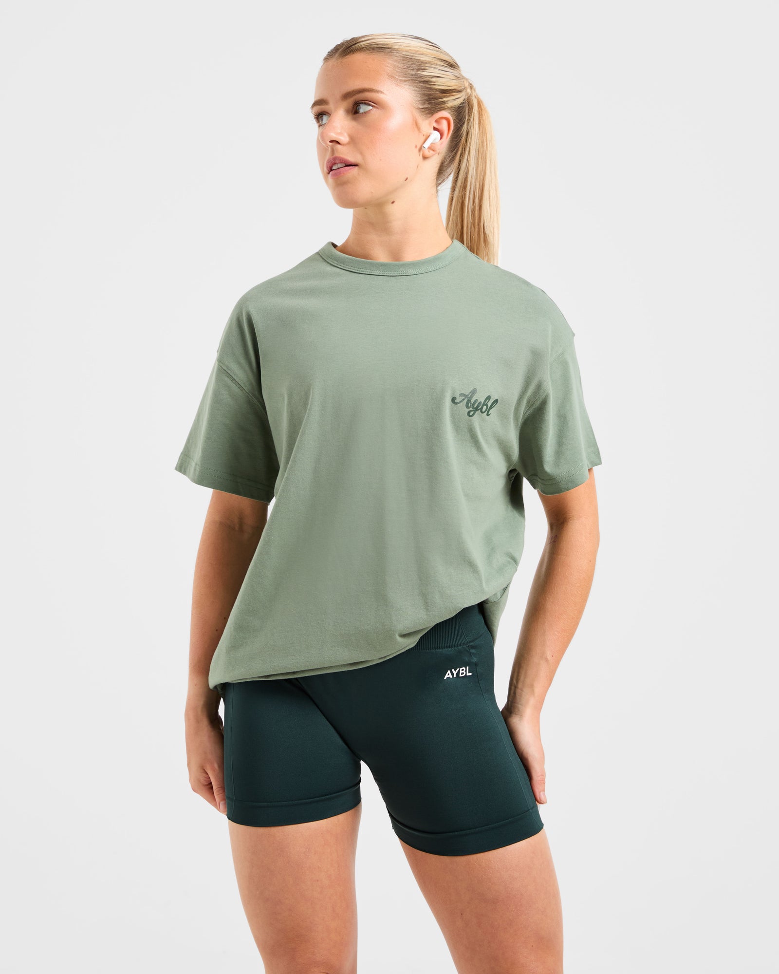 Body Achieve Mind Believe Oversized T Shirt - Green