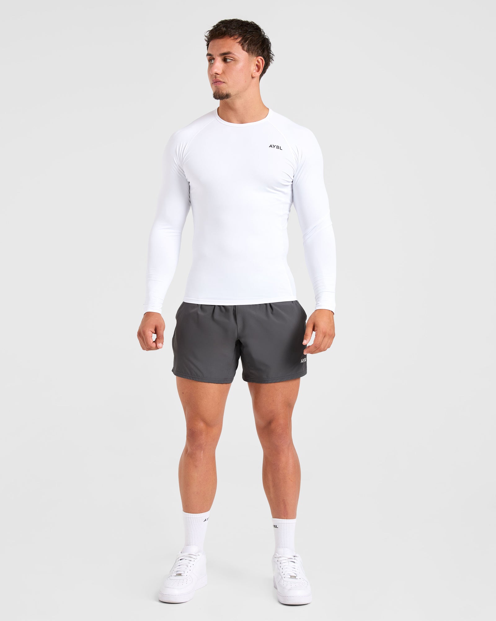 Compression Long Sleeve T Shirt - White