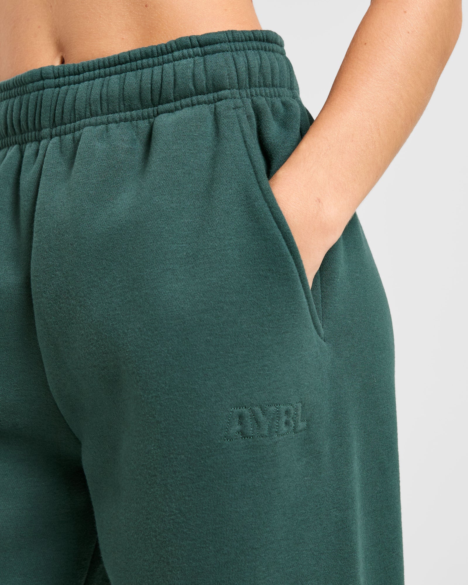 Classic Plush Oversized Straight Leg Joggers - Pine Green