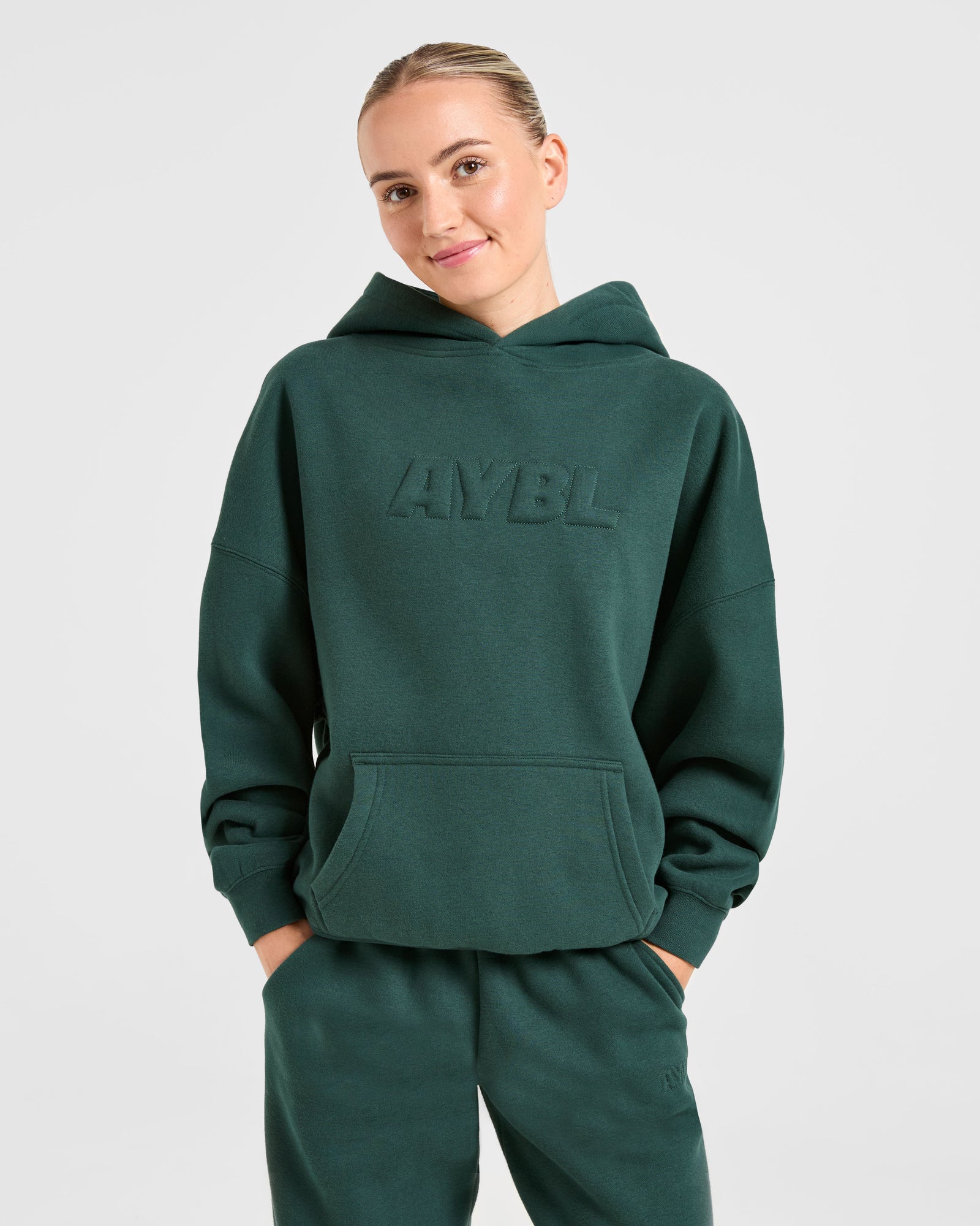 Classic Plush Oversized Hoodie - Pine Green