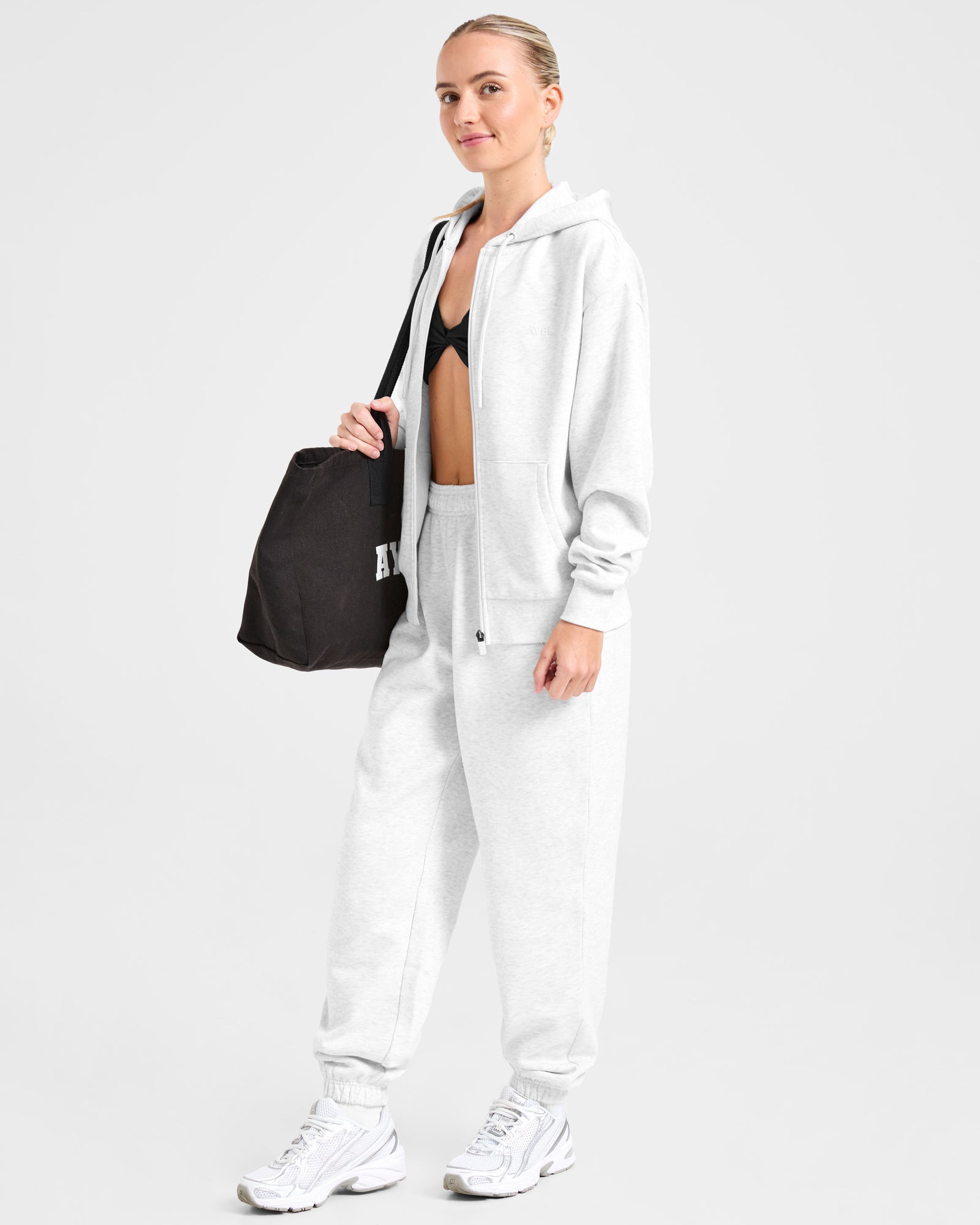 Lifestyle Oversized Zip Up Hoodie - Heather Grey