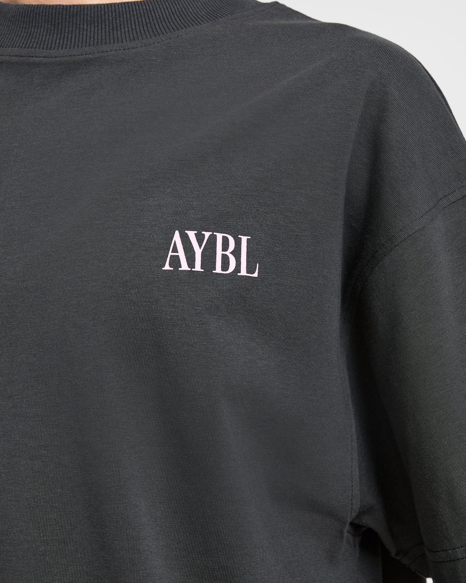 AYBL Strength Studio Oversized T Shirt - Charcoal/Pink