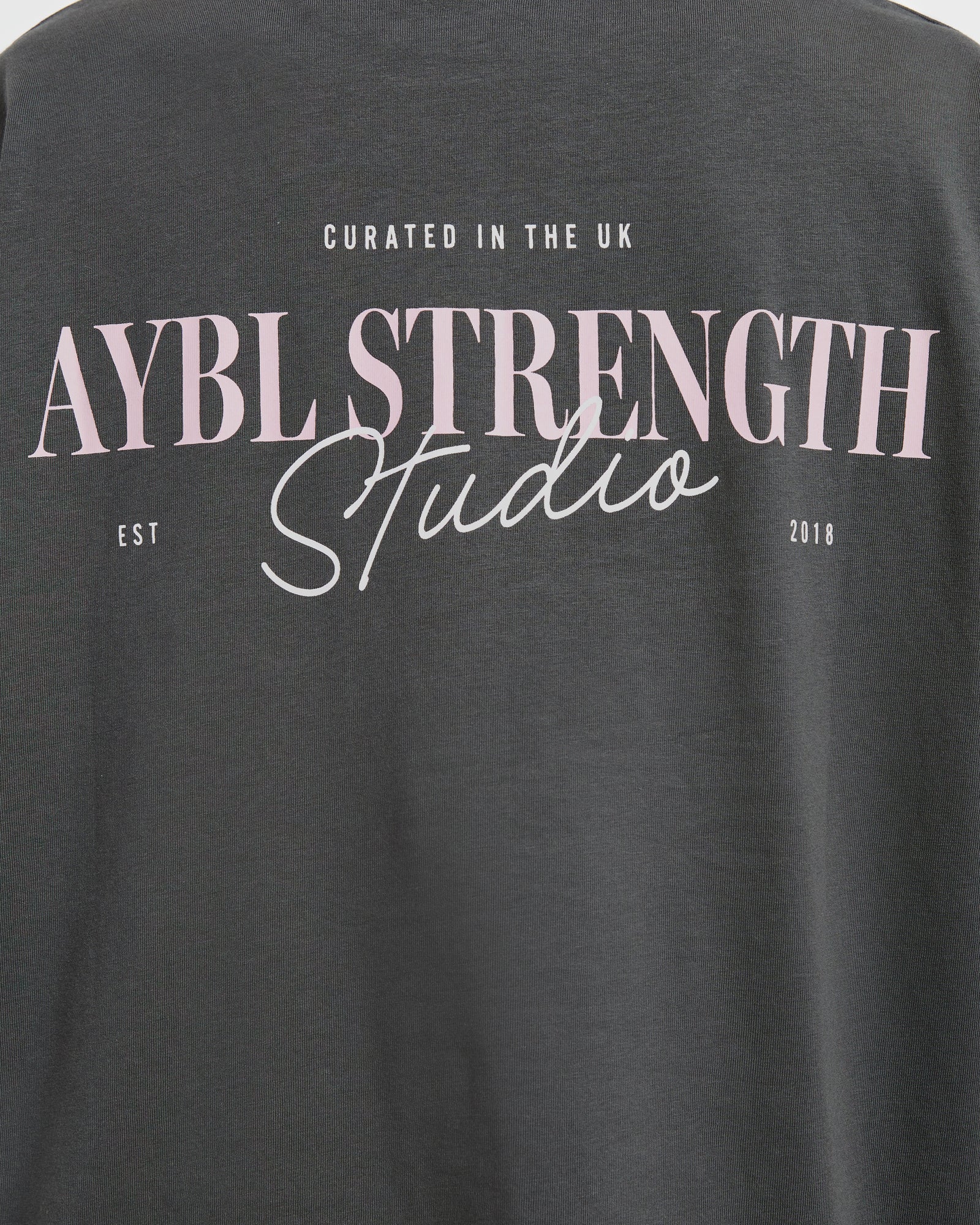 AYBL Strength Studio Oversized T Shirt - Charcoal/Pink