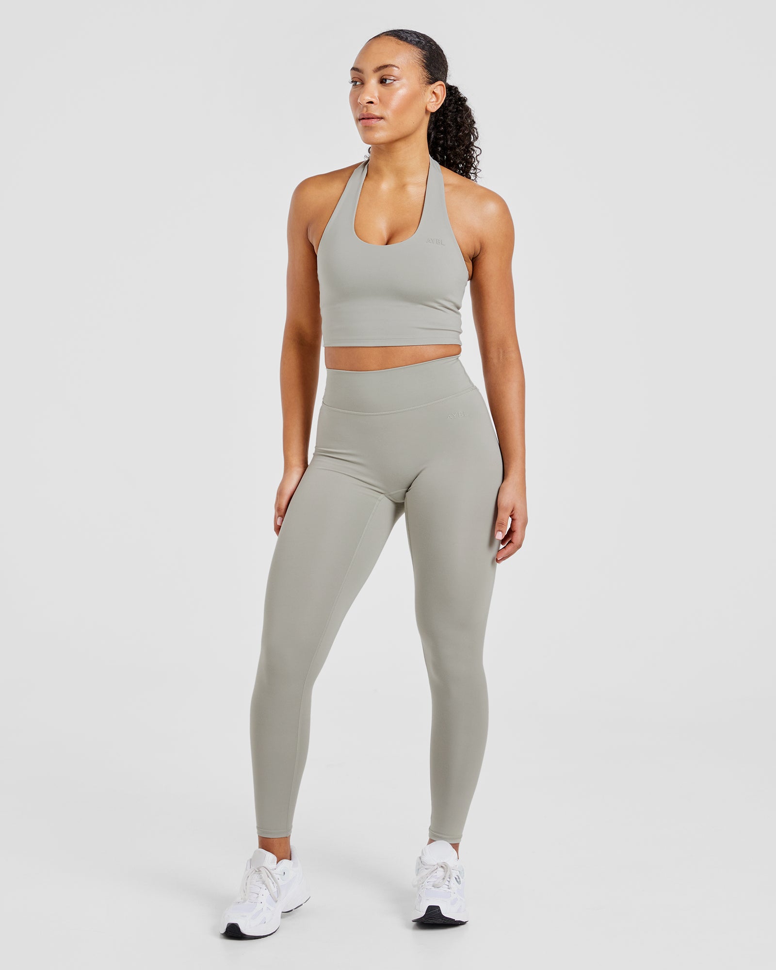 Staple Halterneck Crop Top - Washed Olive