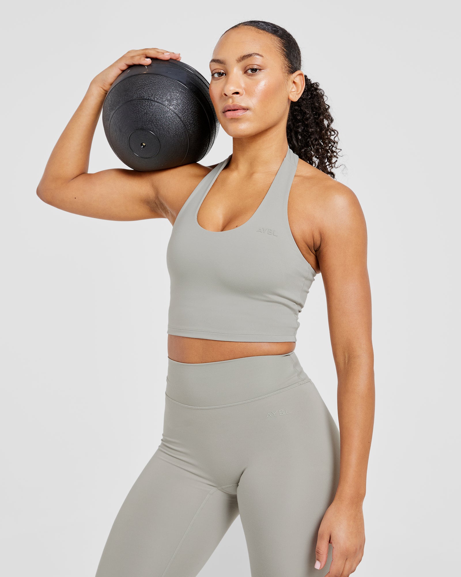 Staple Halterneck Crop Top - Washed Olive