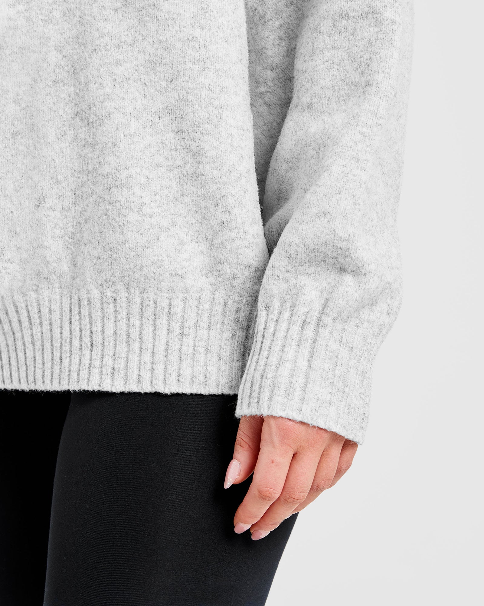 JD Varsity Oversized Knitted Hoodie - Grey Marl