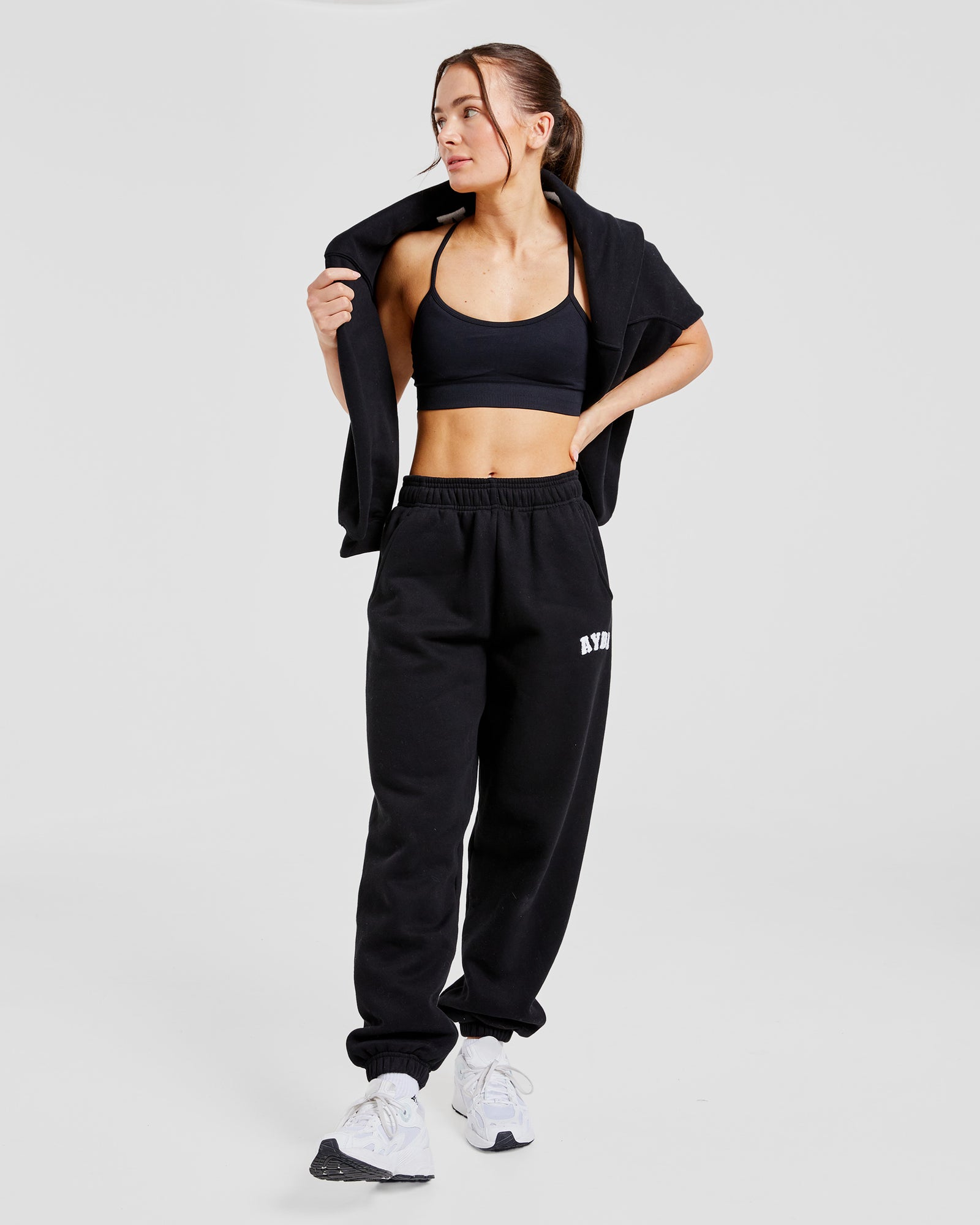 Varsity Oversized Joggers - Black
