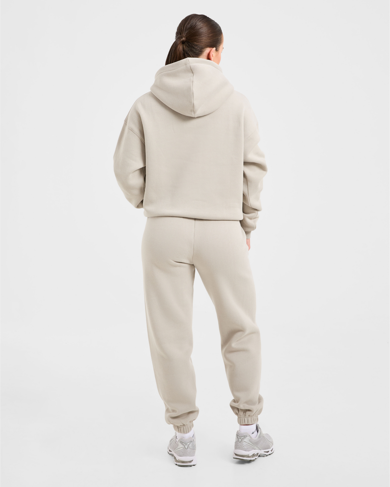 Retro Embroidered Oversized Joggers - Taupe Grey