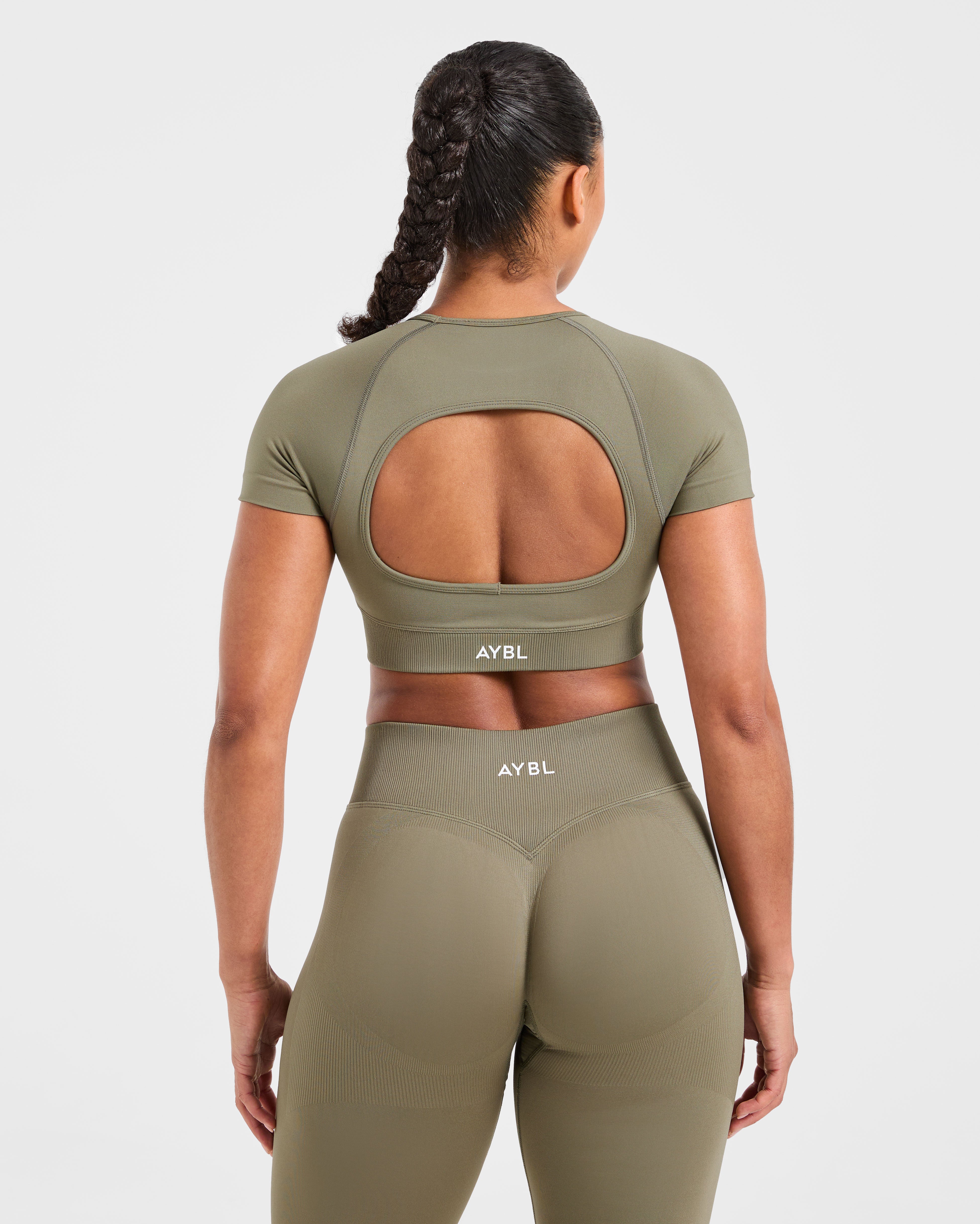 Adapt Seamless Crop Top - Muted Olive