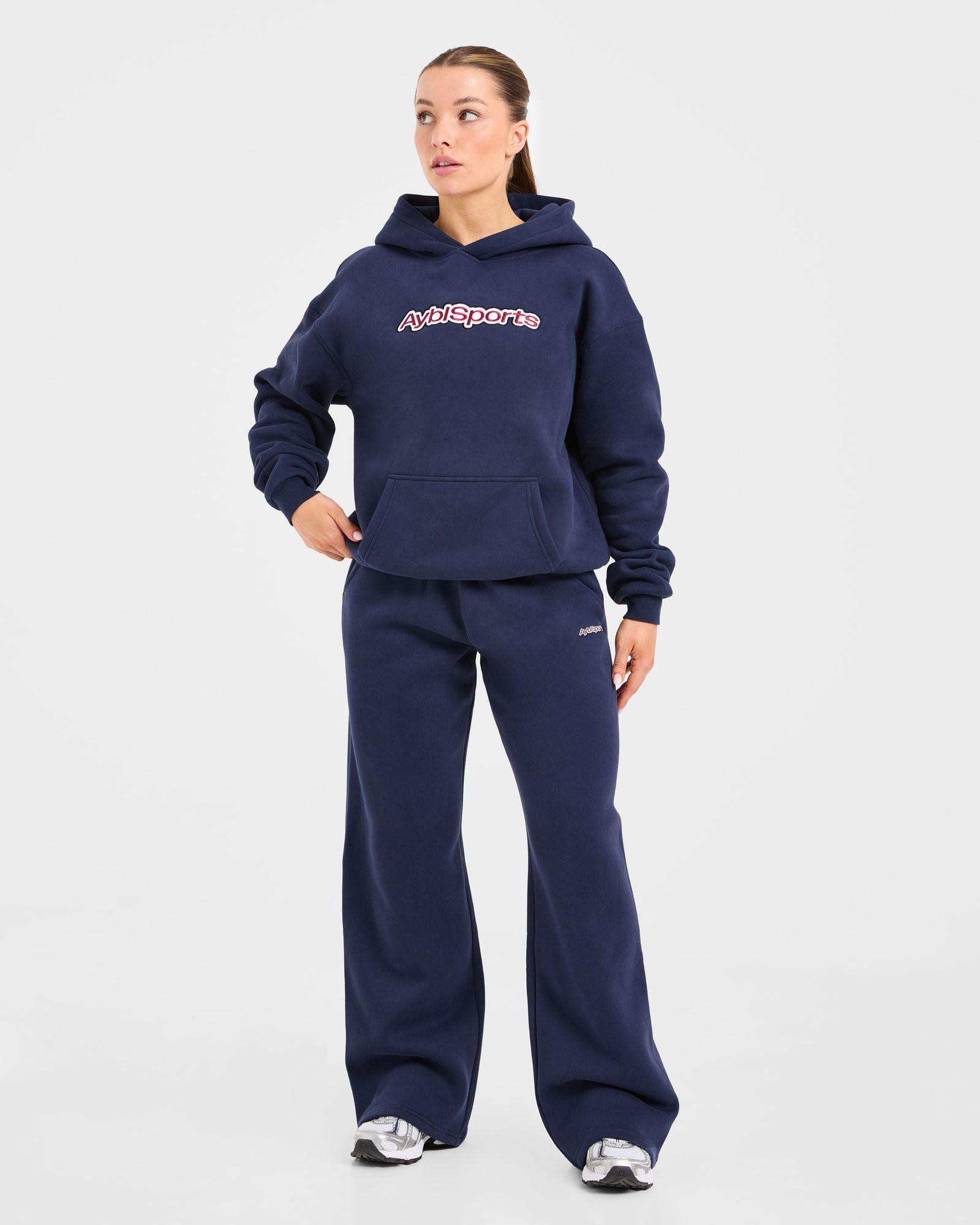 AYBL Sports Outline Oversized Straight Leg Joggers - Navy