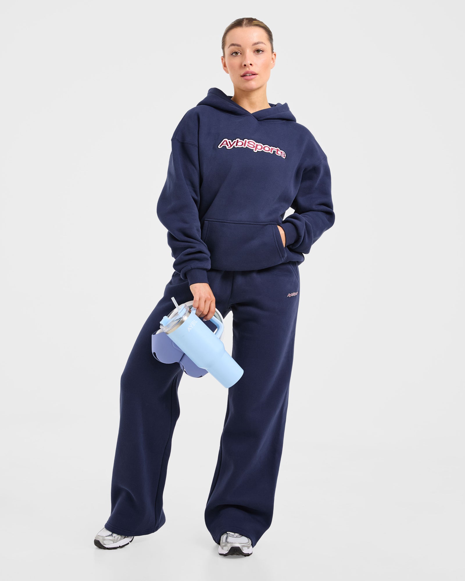 AYBL Sports Outline Oversized Straight Leg Joggers - Navy